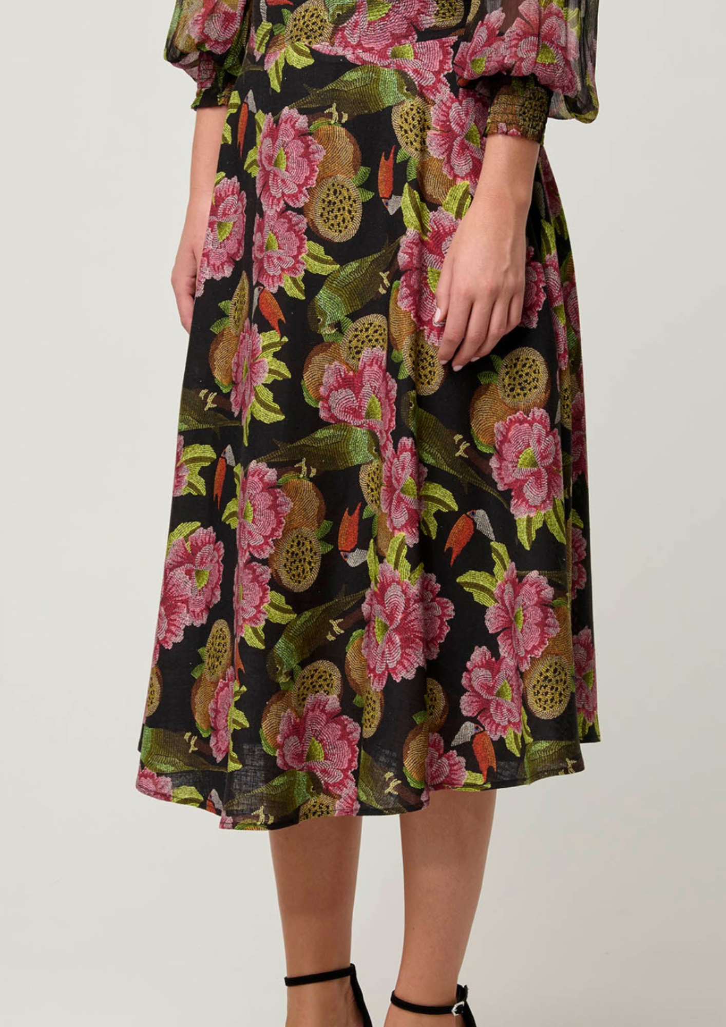 Once Was Estrella Linen Yoke Skirt - Winter Granadilla