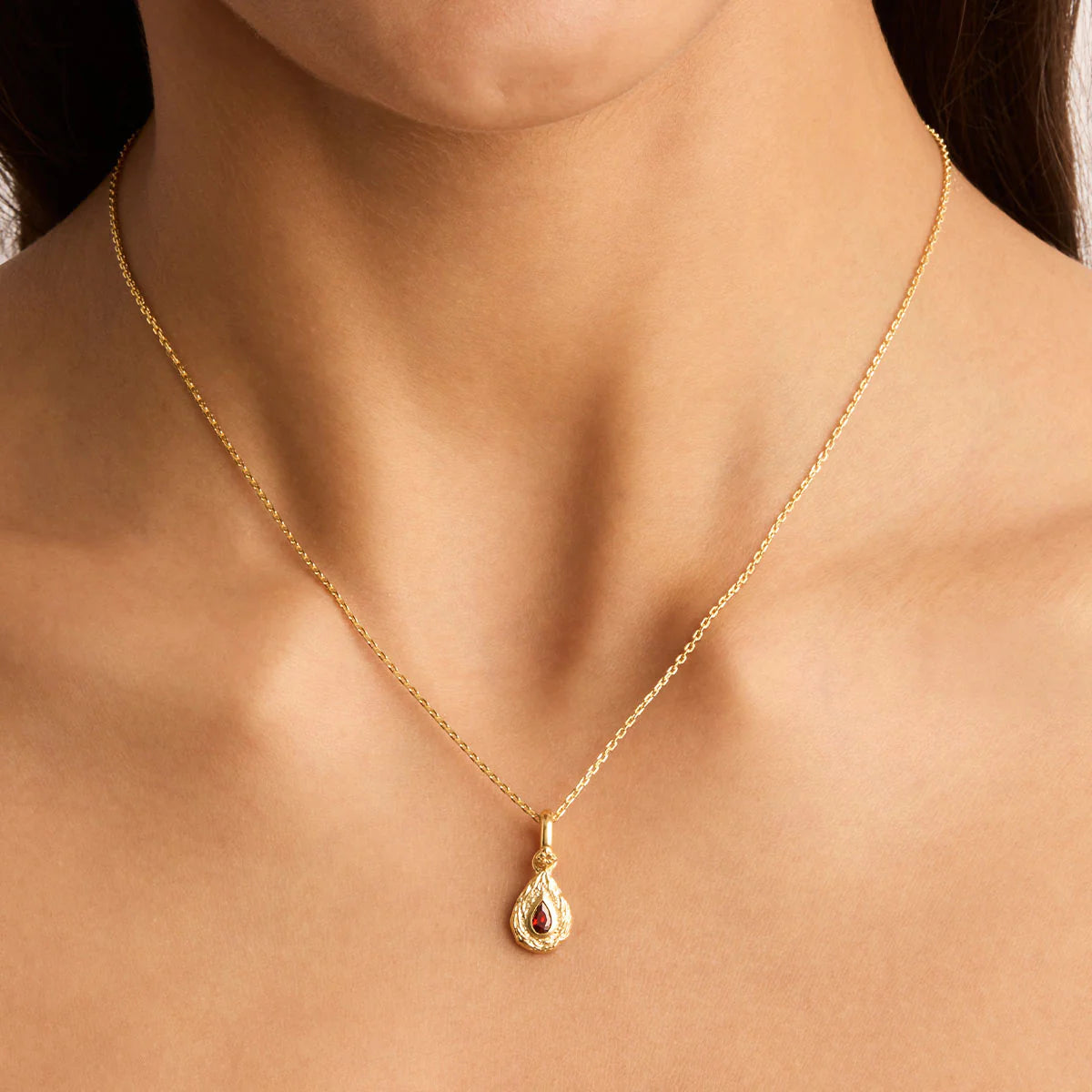 By Charlotte - With Love Birthstone Pendant - January (Red)