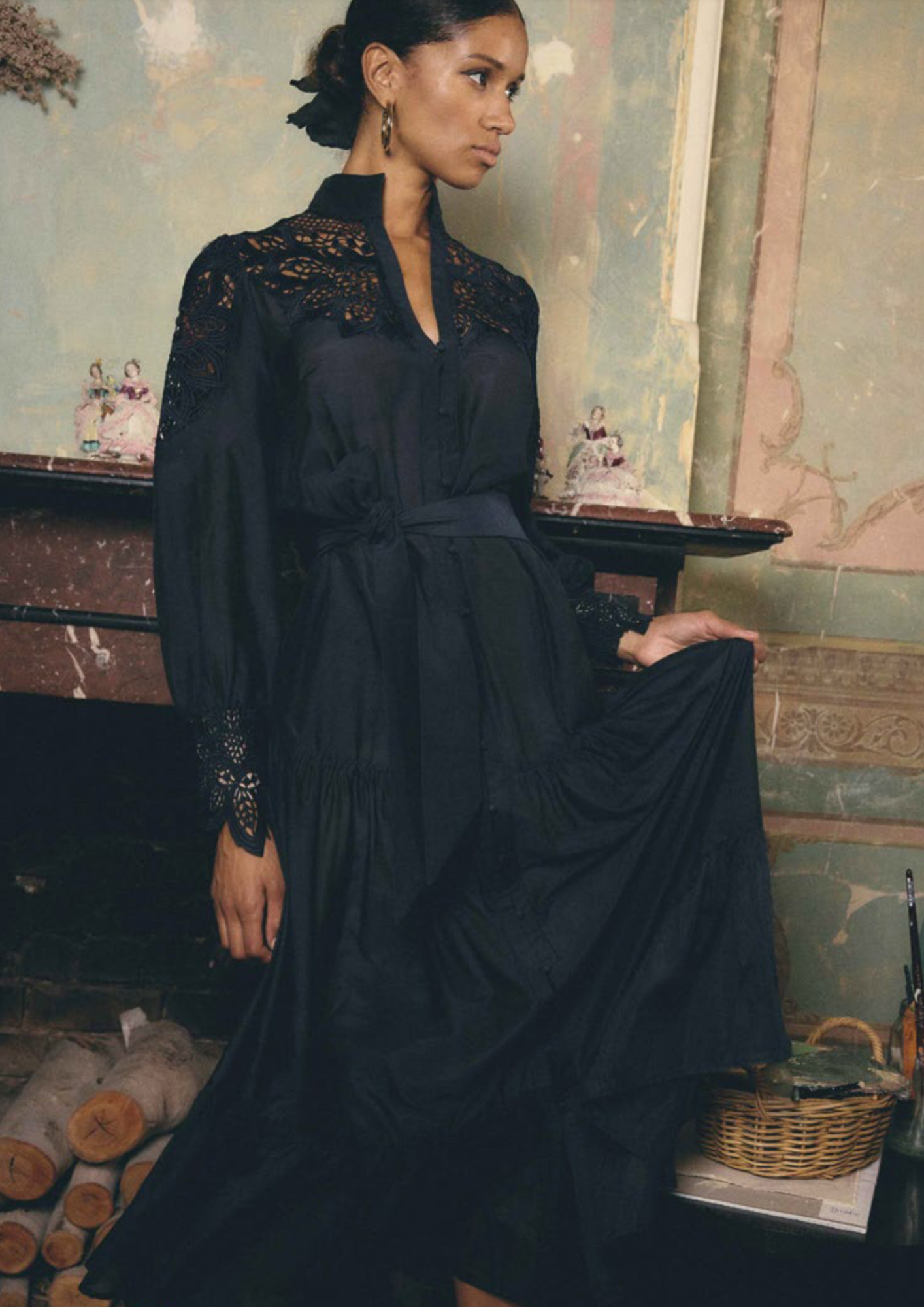 Once Was Mirador Cotton Silk Maxi Dress - Night Sky