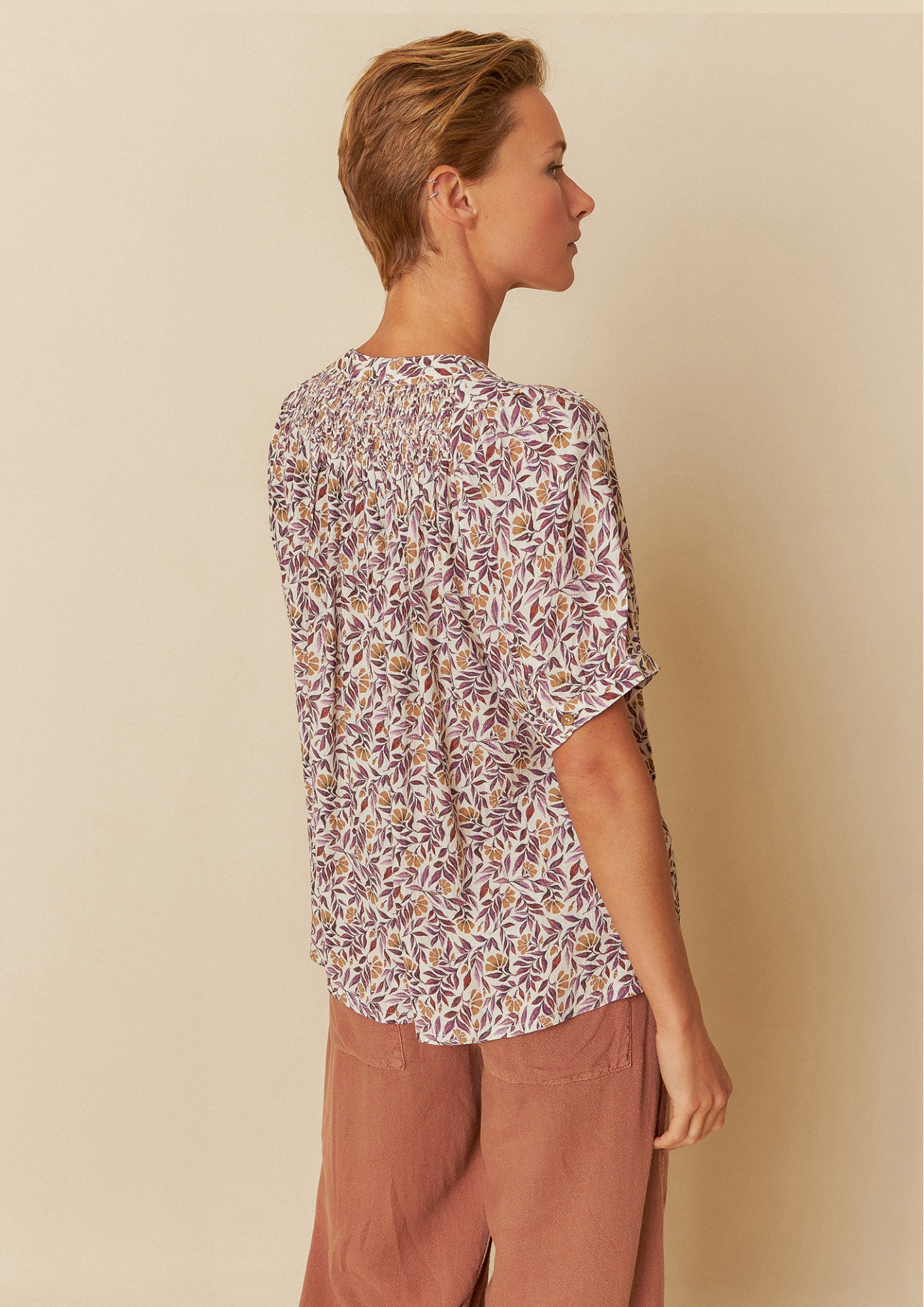 Indi & Cold Violeta Water-colour Flower Woven Shirt