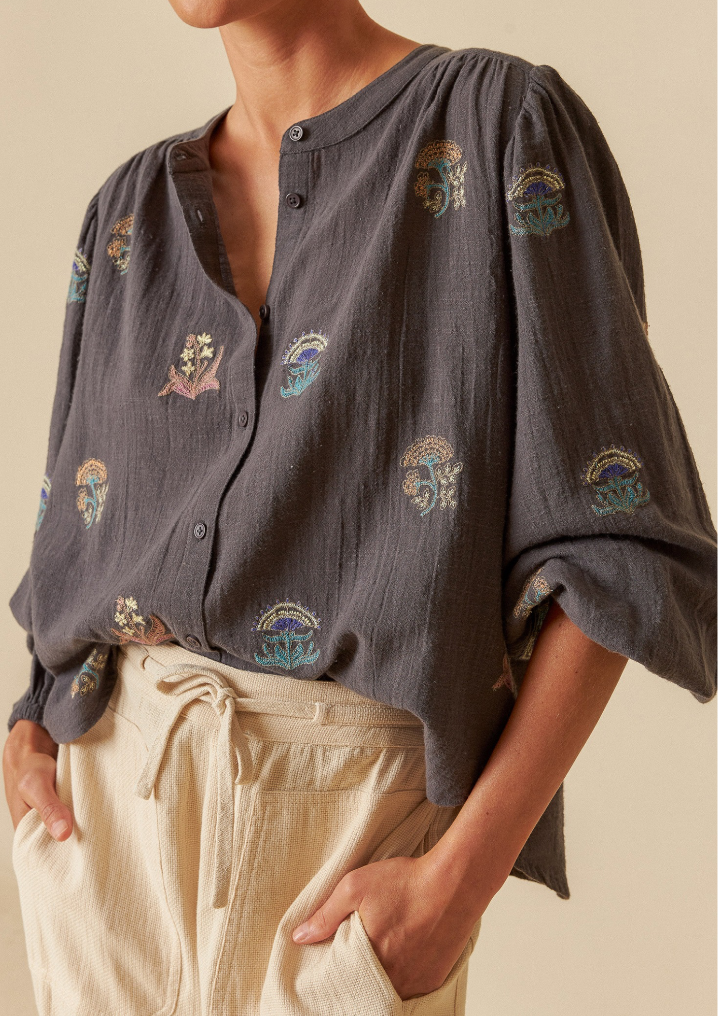 Indi & Cold Multi-Color Embroidered Shirt