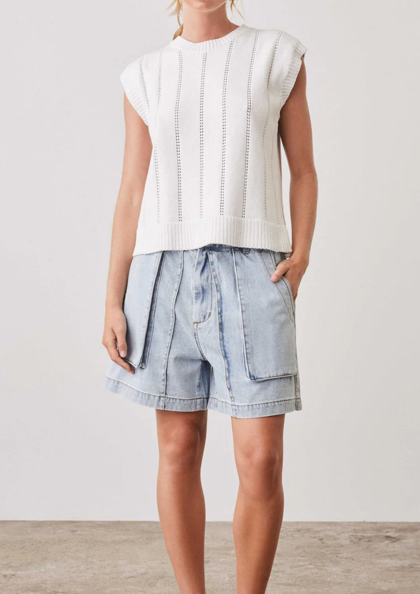 Esmaee Pioneer Knit Tank - White Pioneer