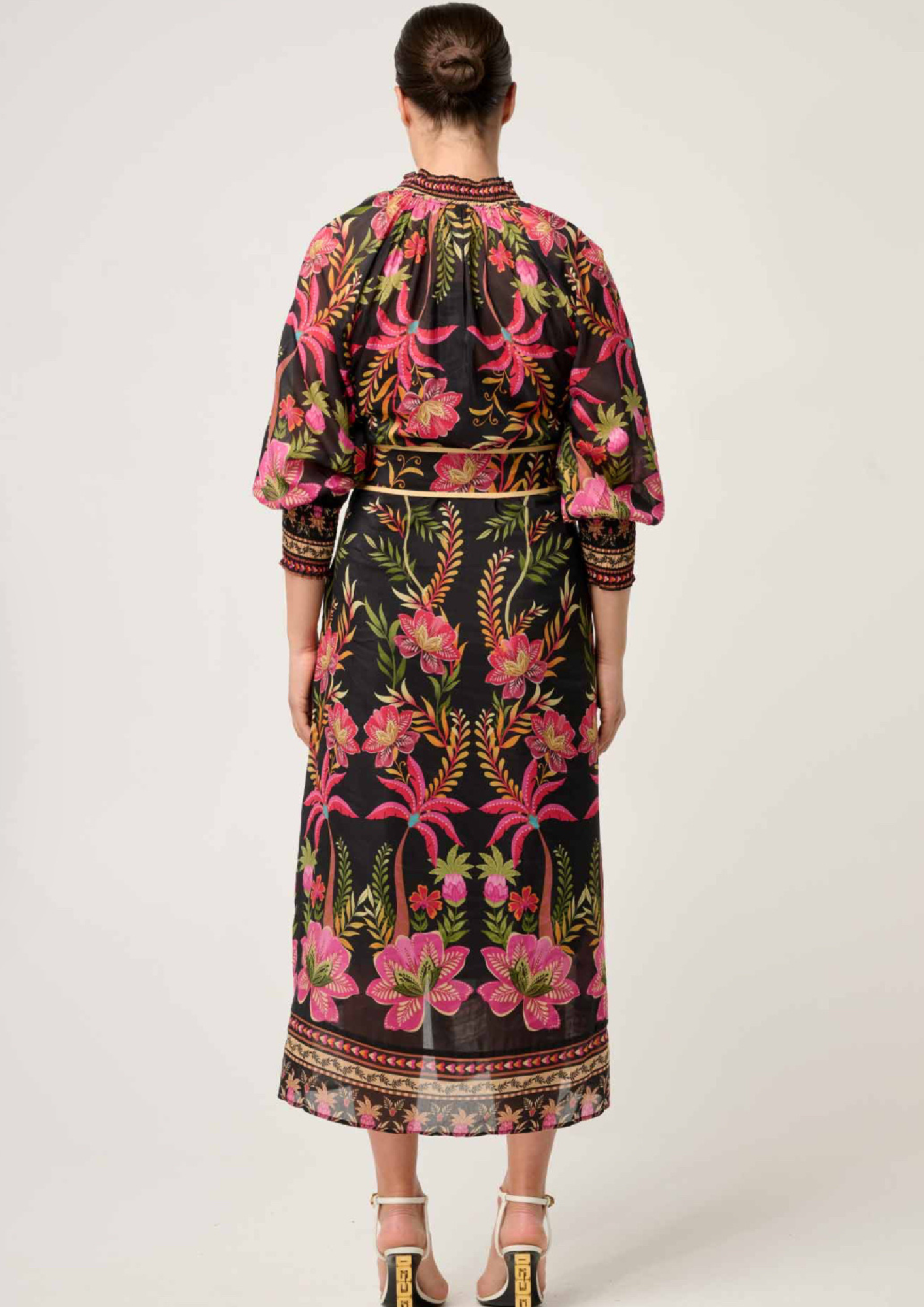 Once Was Carmen Silk Cotton Placement Print Maxi Dress