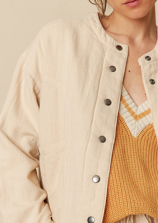 Indi & Cold Panama Crudo Organic Cotton Bomber Jacket