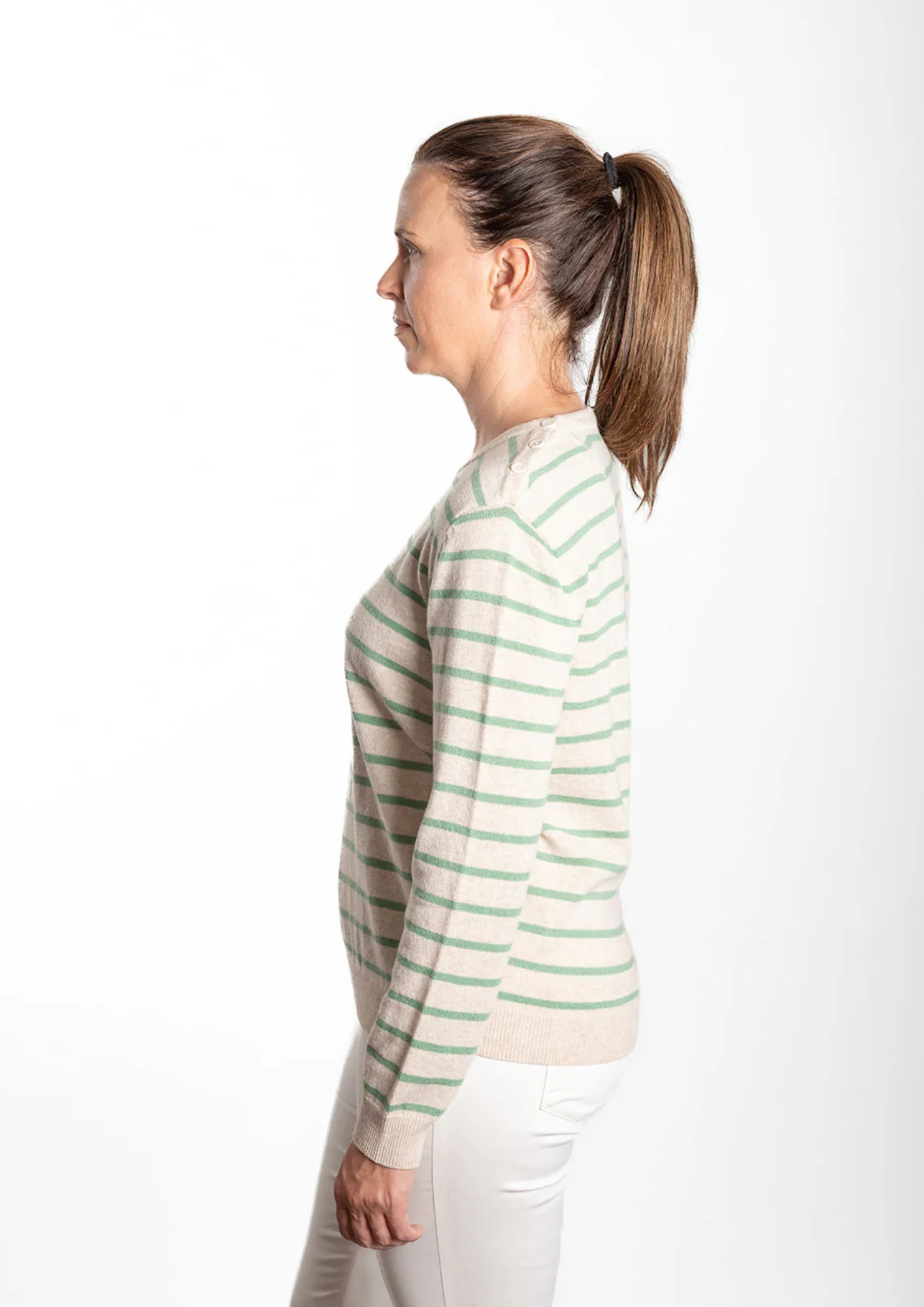 Bow & Arrow - Oatmeal and Mint Green Breton Crew