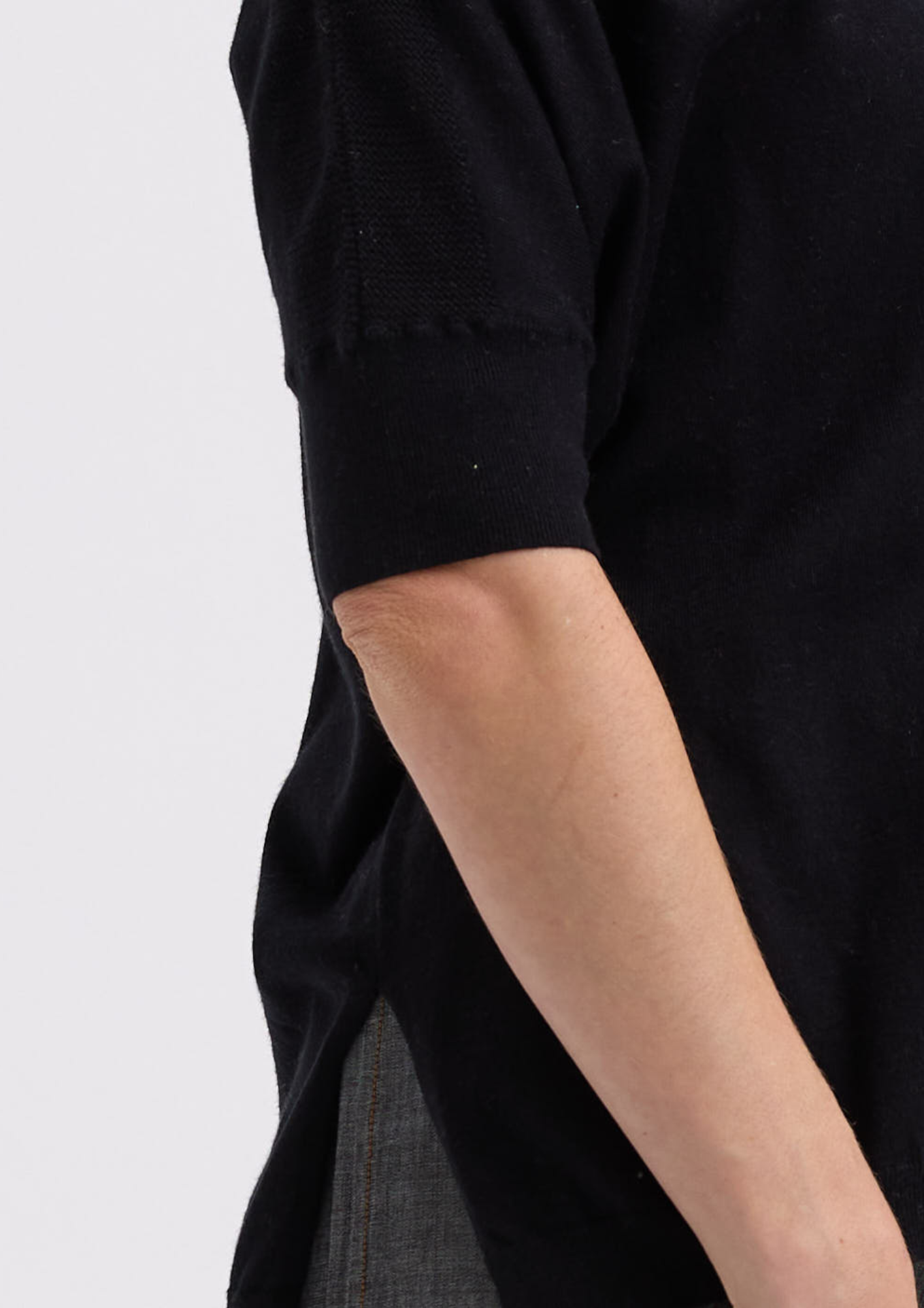 ZP7709 Pointelle Top - Black