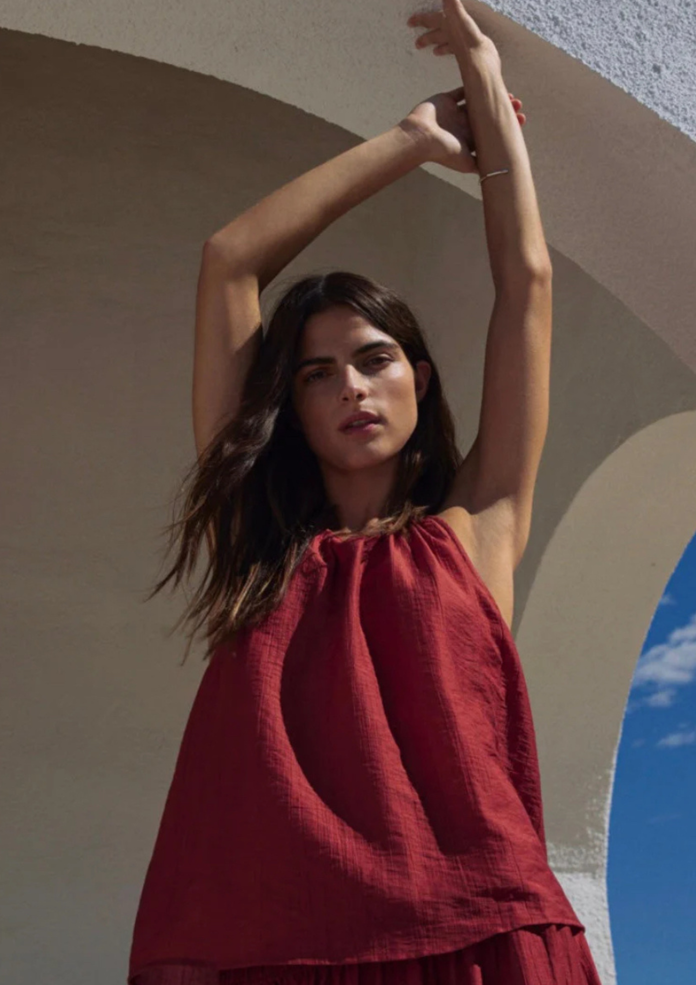 Yerse - Halter Neck Top - Dark Red