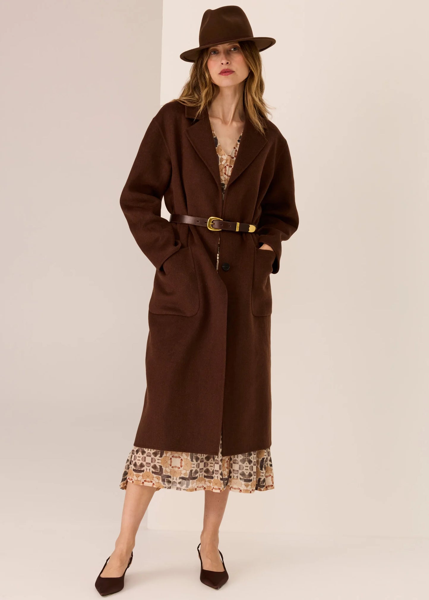 Pol - Cohen long wool coat chocolate