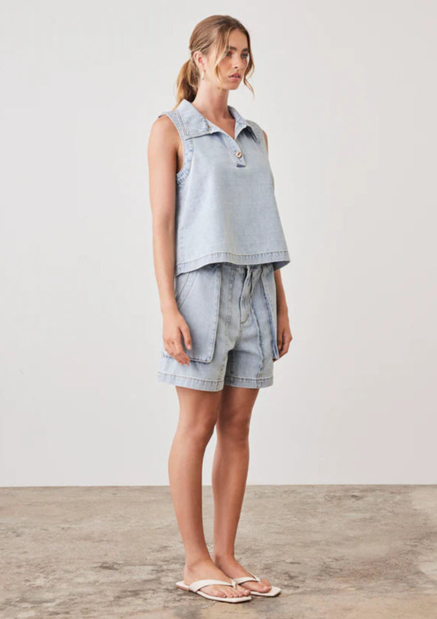 Esmaee Riptide Denim Short - Light Blue Denim
