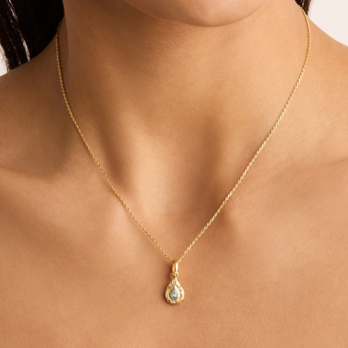 By Charlotte - With Love Birthstone Pendant - March (Soft Blue)
