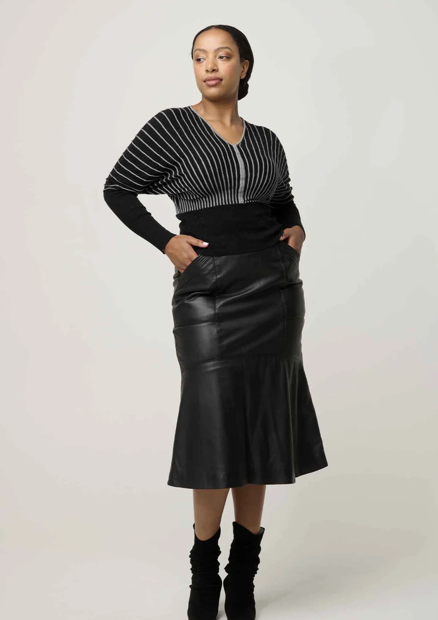 Once Was Francine Stripe Knit Top - Onyx