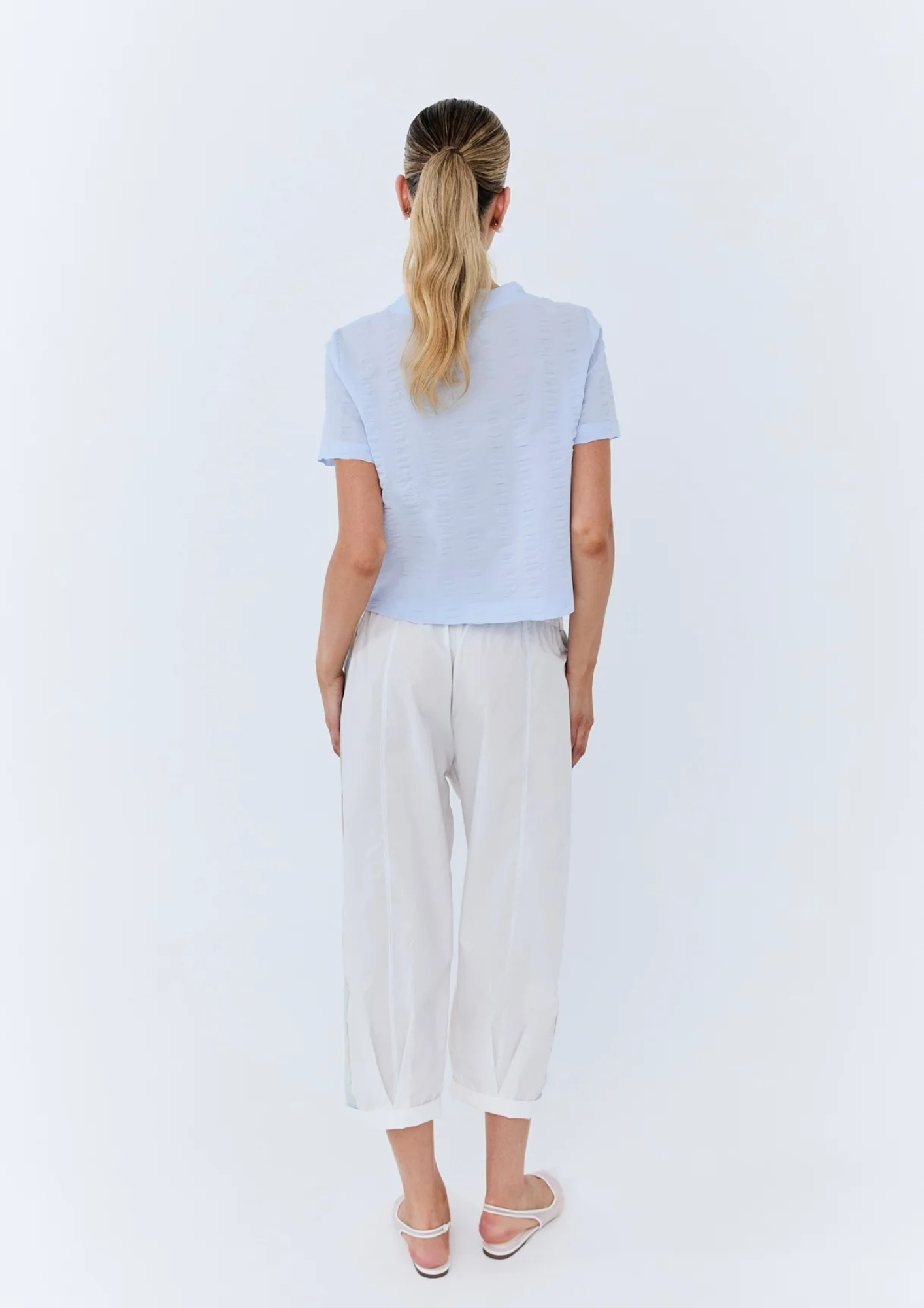 Eder - Gabrielle Tee - Sky Blue - Seersucker