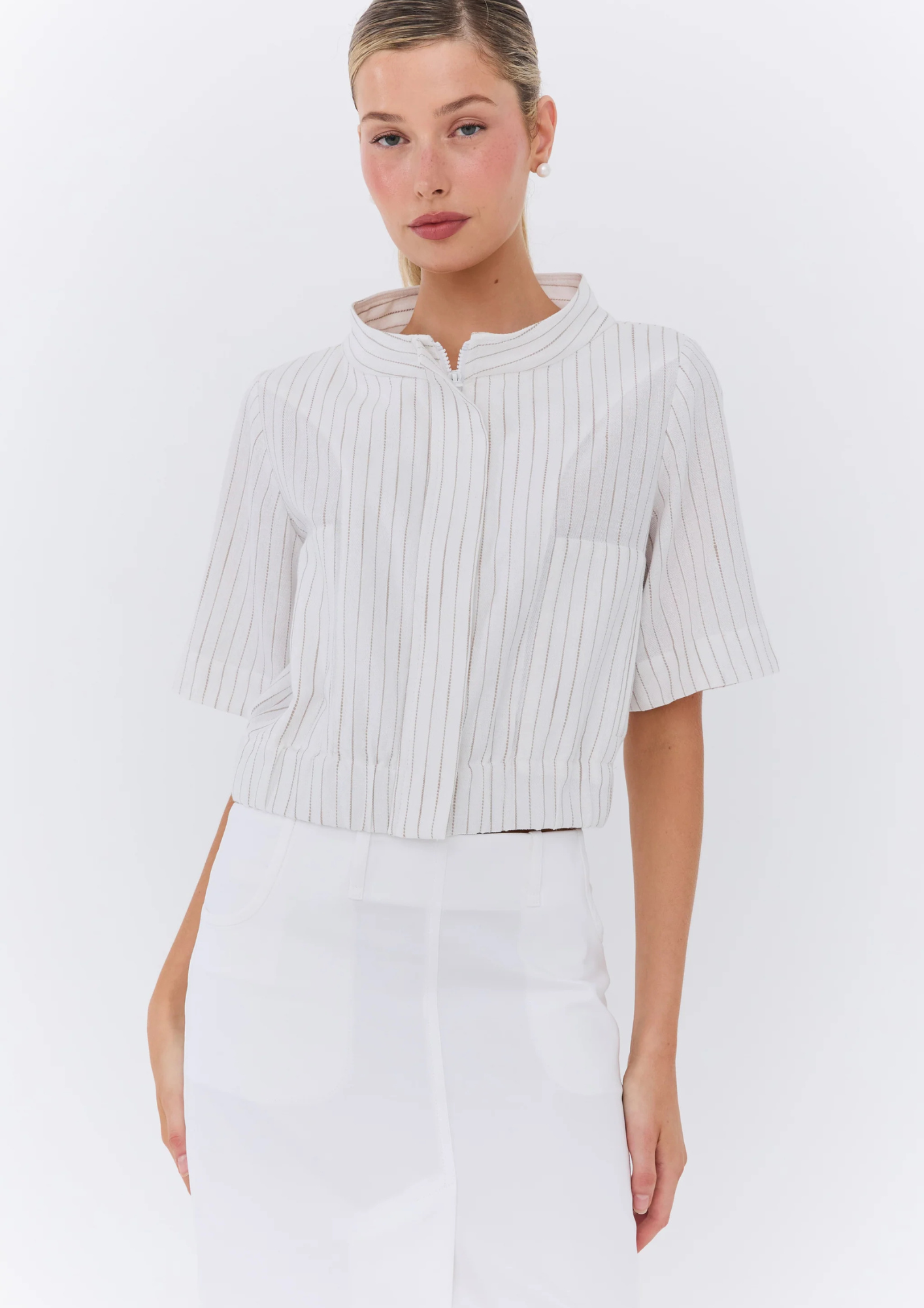 Eder - Neil Jacket - Linen Stripe White/Beige