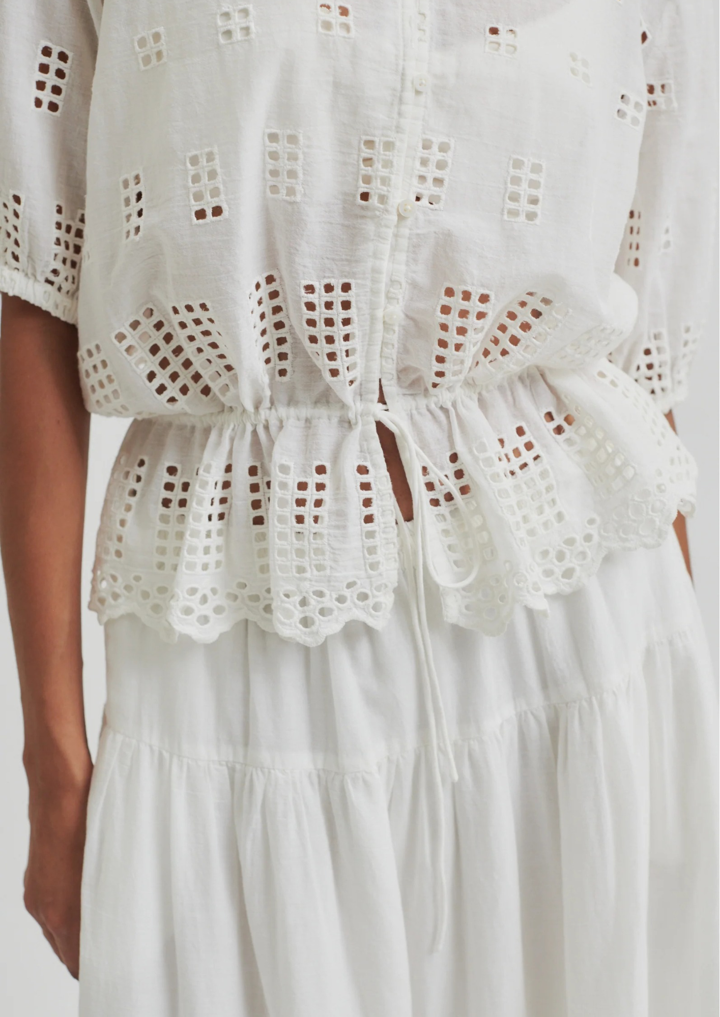 Second Female Elenore Broderie Shirt - White Alyssum