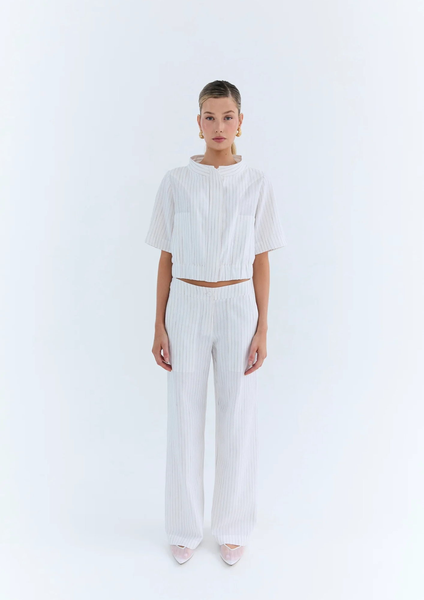 Eder - Neil Jacket - Linen Stripe White/Beige