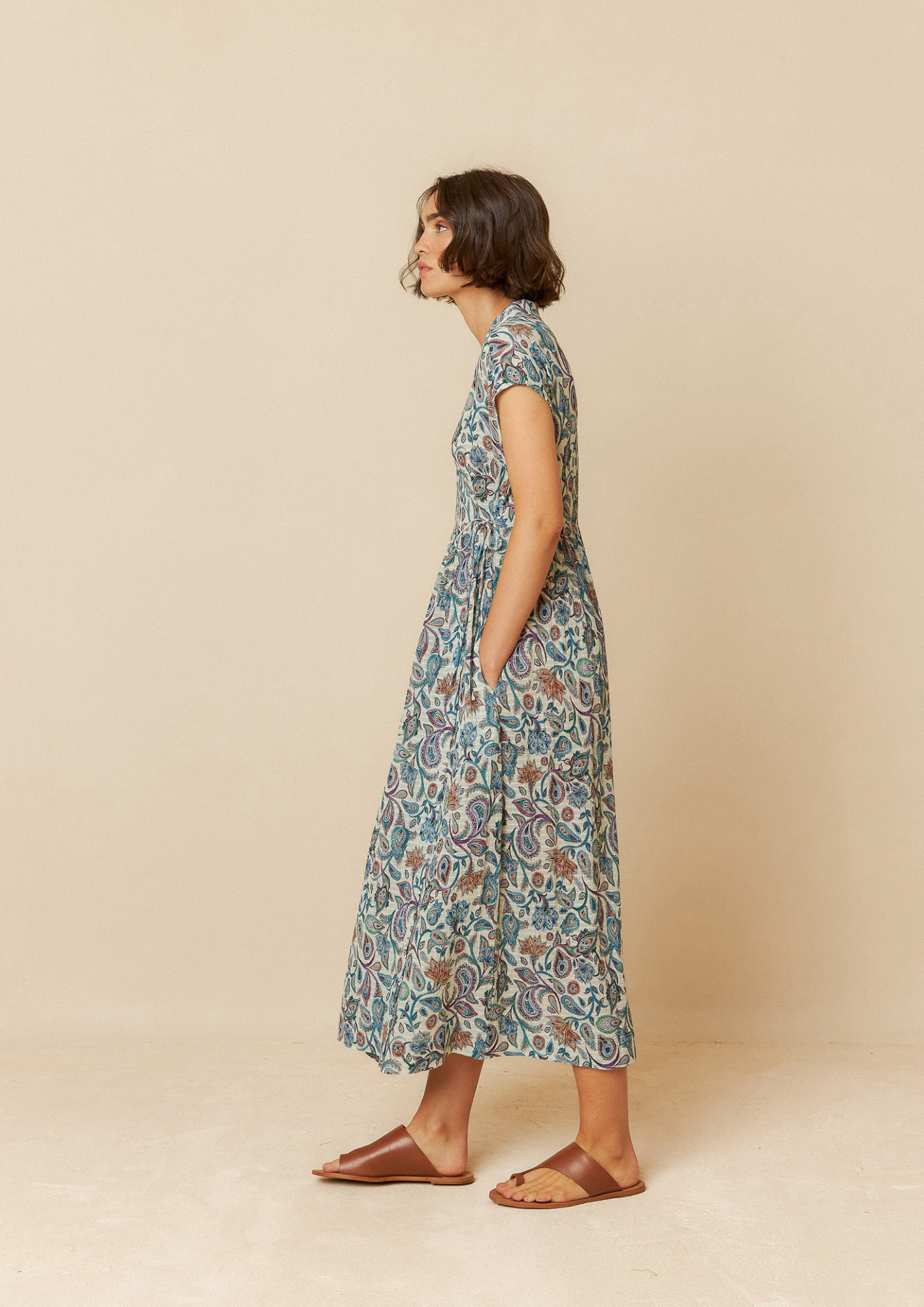 Indi & Cold Paisley Crossover Multicolour 100% Organic Cotton Woven Dress