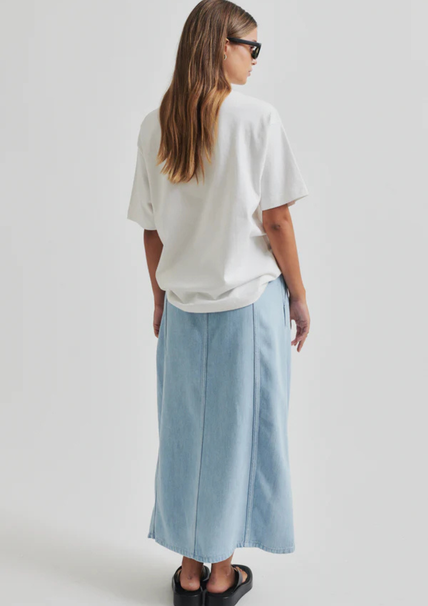 Second Female Irvin Tie Front Skirt- Light Blue Denim