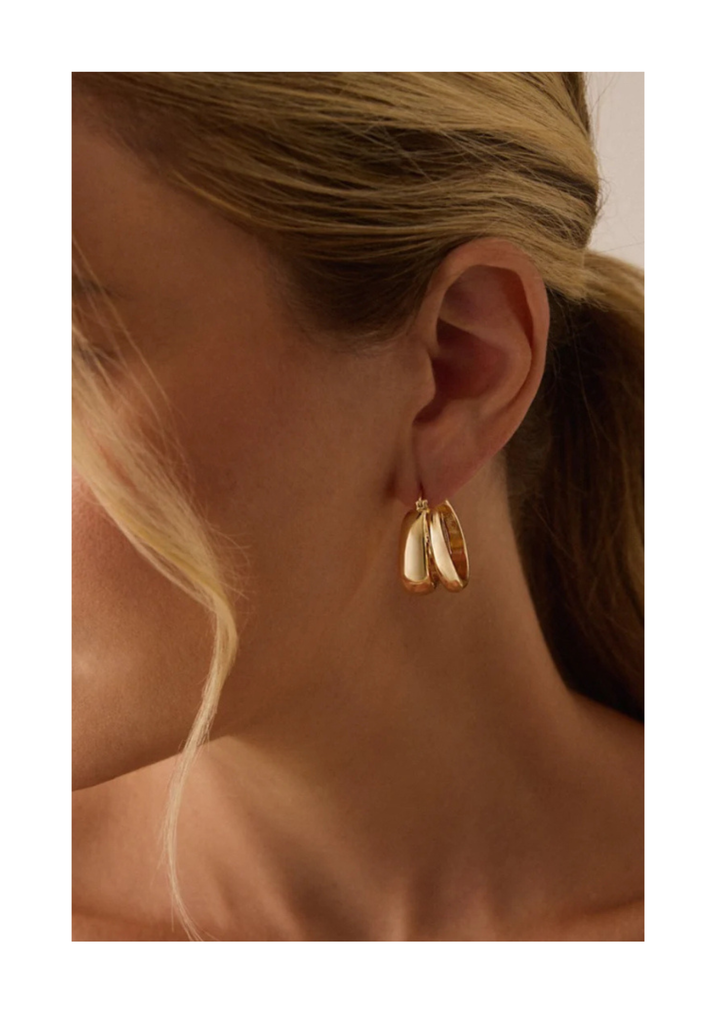 Bling Bar Doppio Hoops Gold Plating Earrings