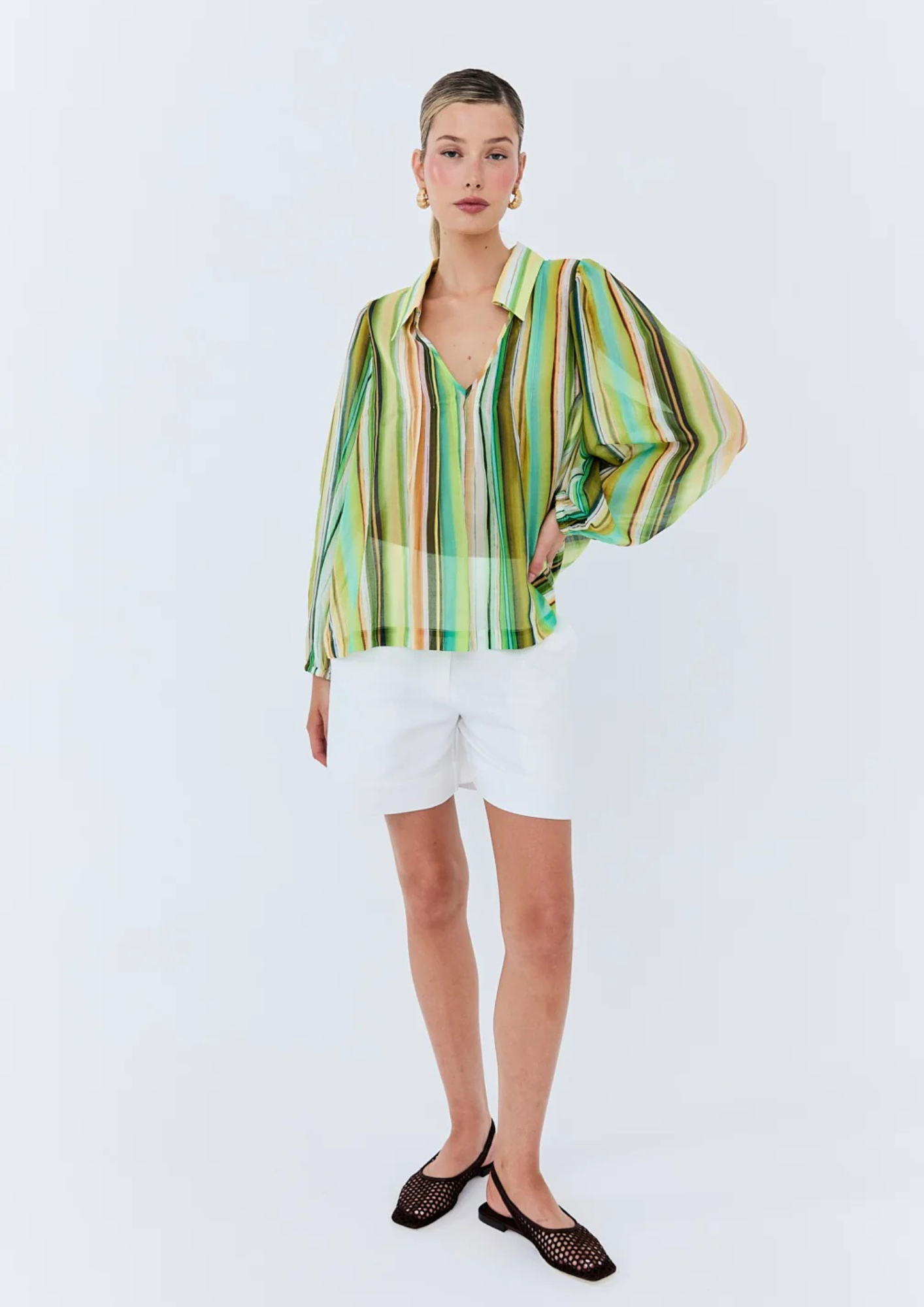 Eder - Jolie Blouse - Green Resort Stripe