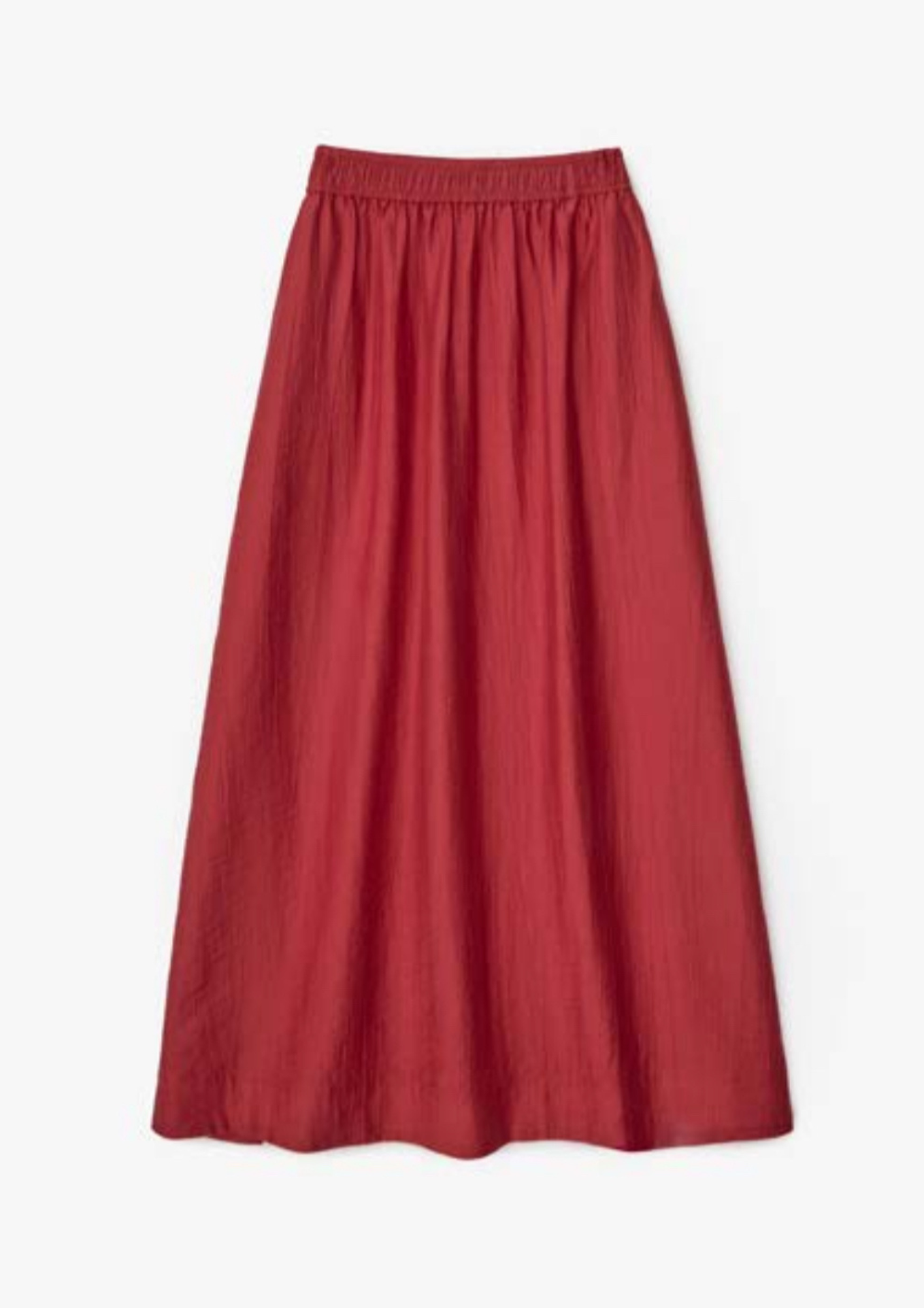 Yerse - Long Skirt With Elastic Waist - Dark Red