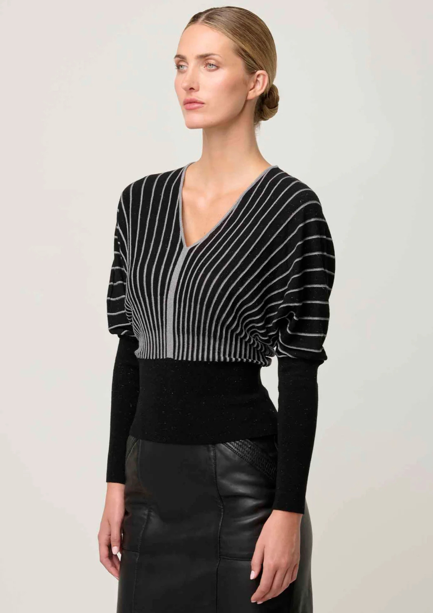 Once Was Francine Stripe Knit Top - Onyx
