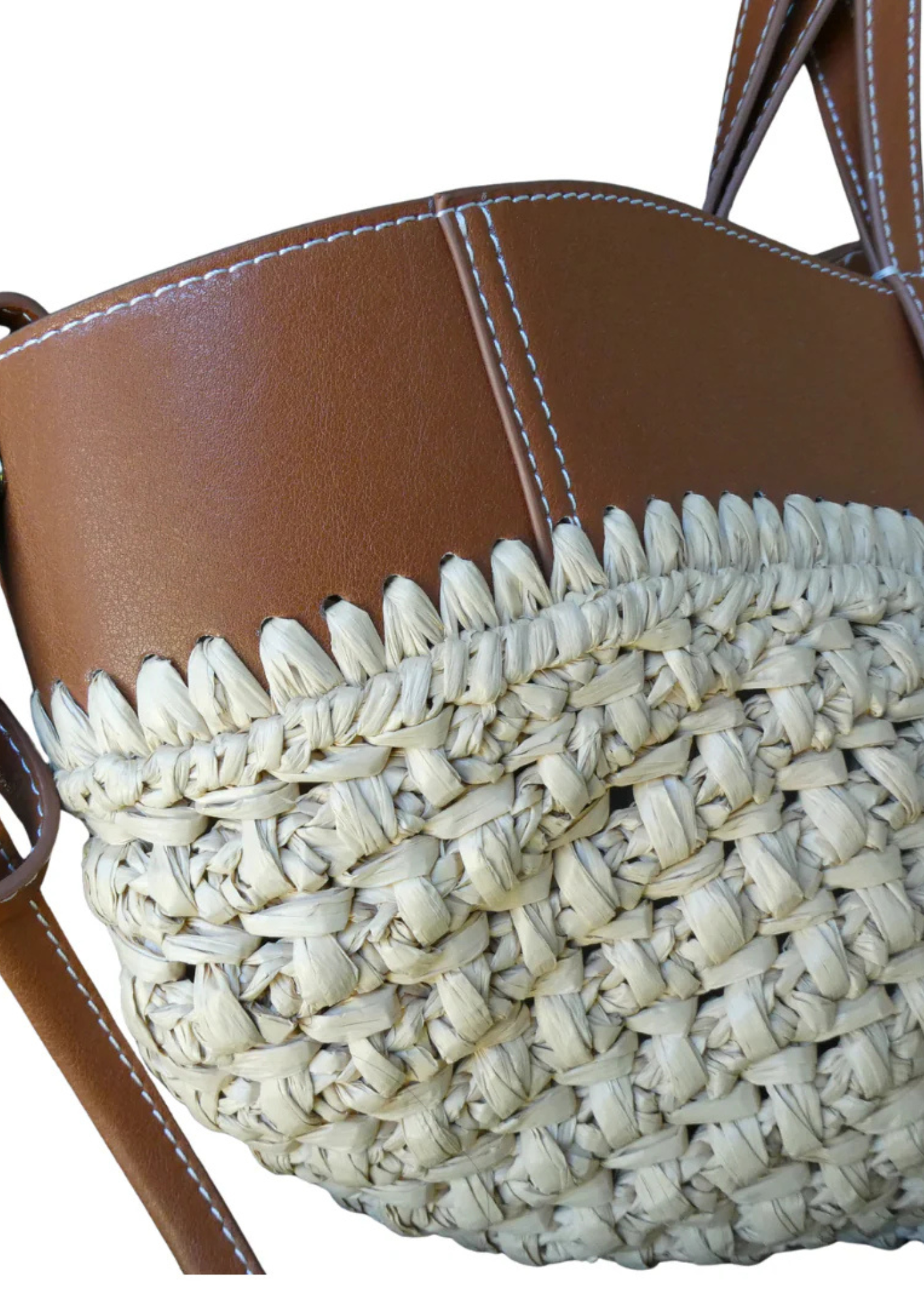 L’ORA D’ORO Jenny Raffia Cognac Tote - Saddle Straw Bag