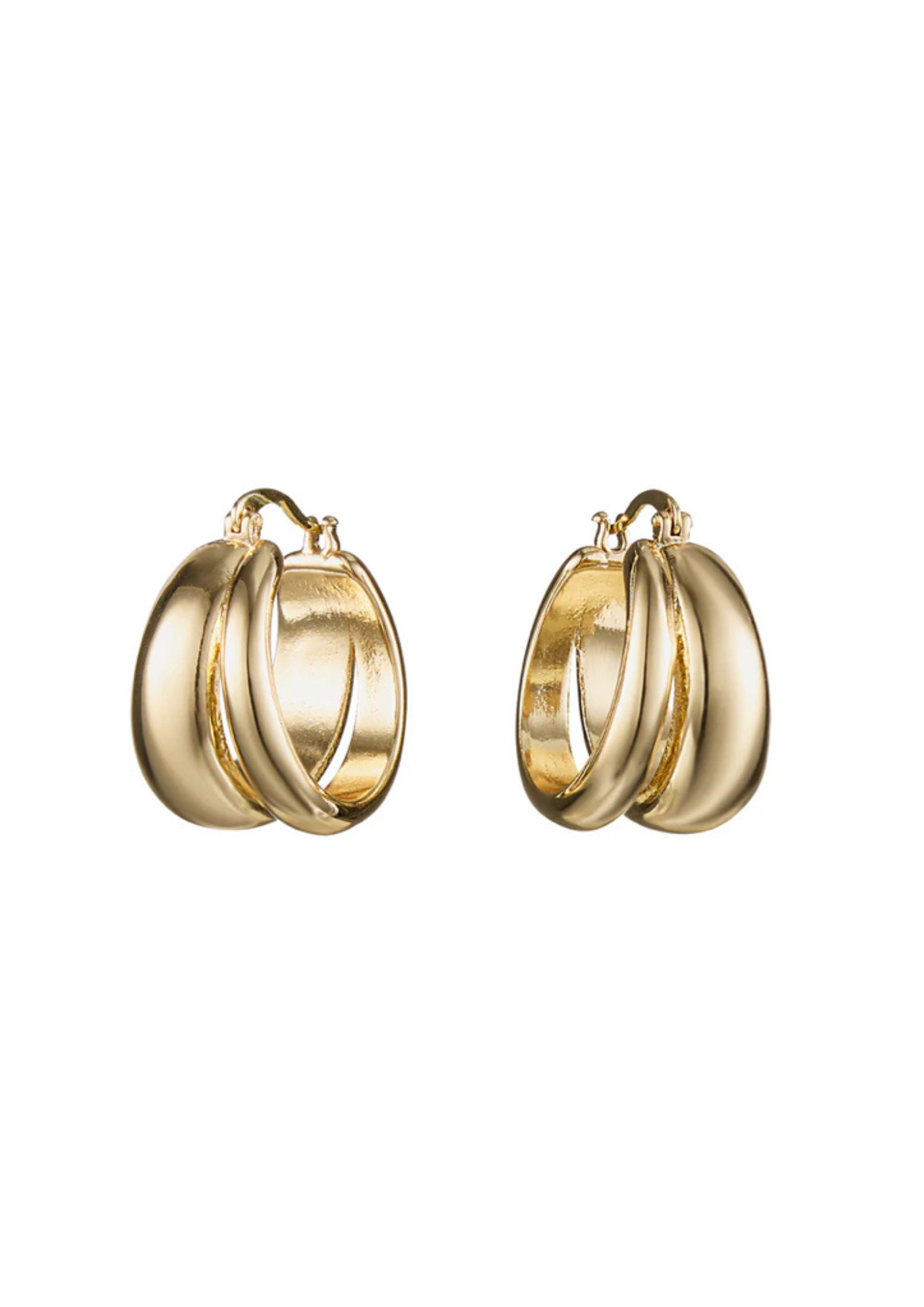 Bling Bar Doppio Hoops Gold Plating Earrings