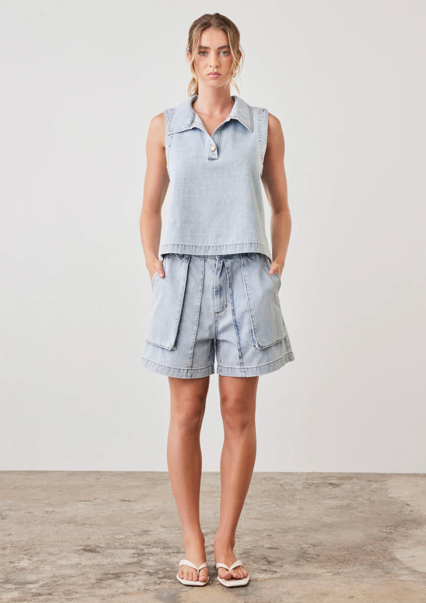 Esmaee Riptide Denim Top - Light Blue Denim