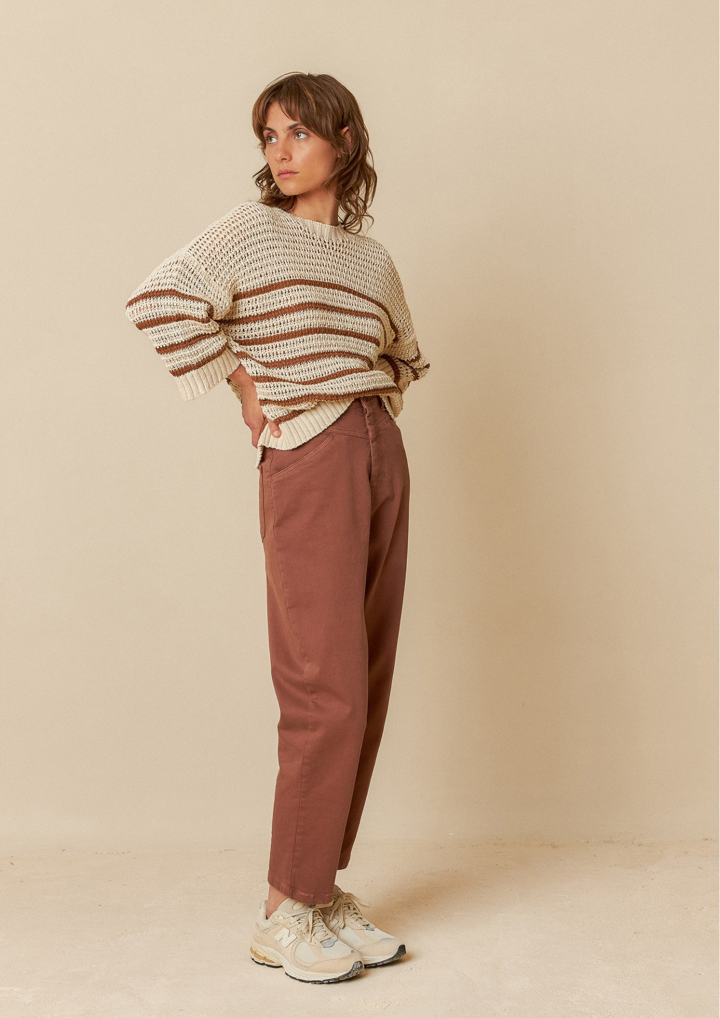 Indi & Cold Bicolor Stripes Sweater - Chocolate