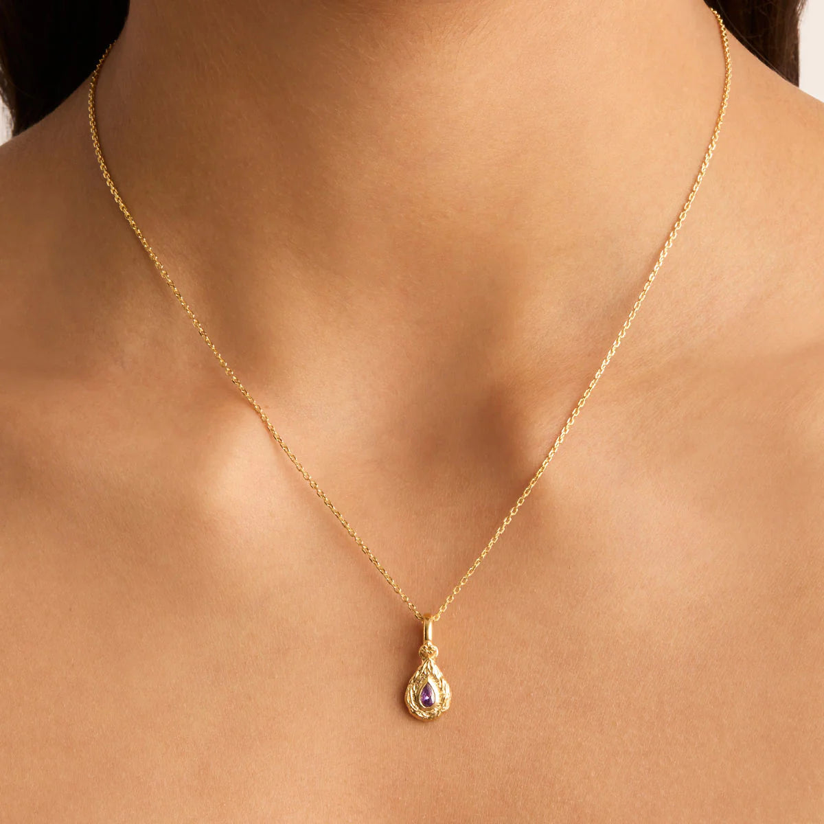 By Charlotte - With Love Birthstone Pendant - February (Purple)