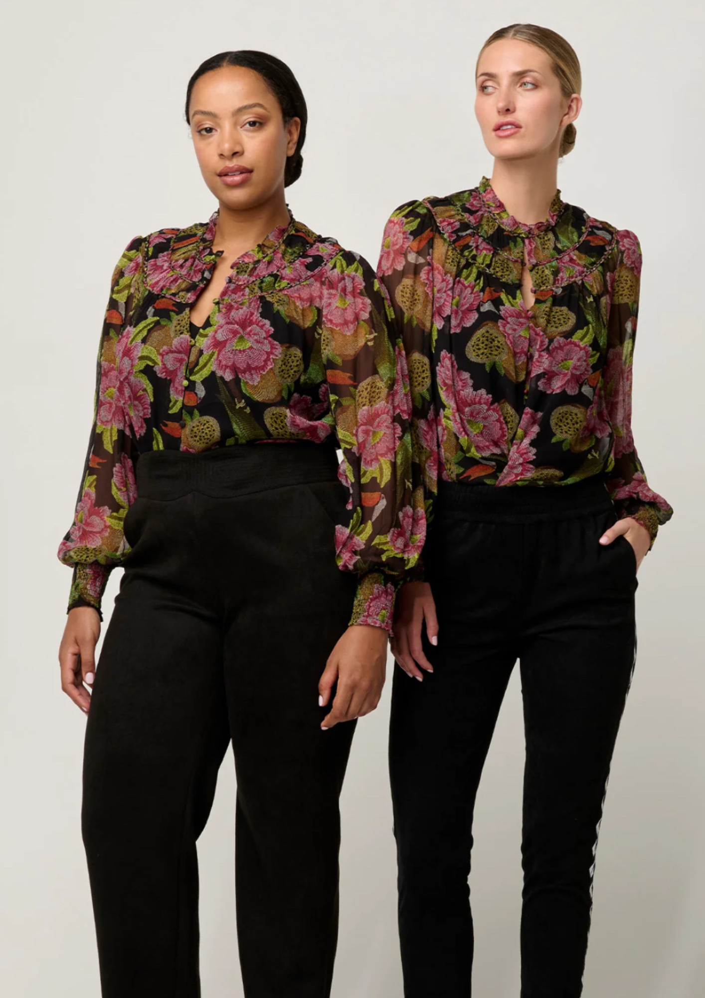 Once Was Estrella Braided Chiffon Blouse