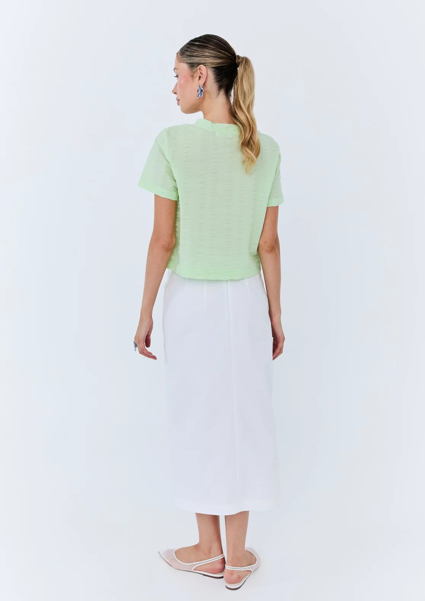 Eder - Gabrielle Tee - Green Seersucker