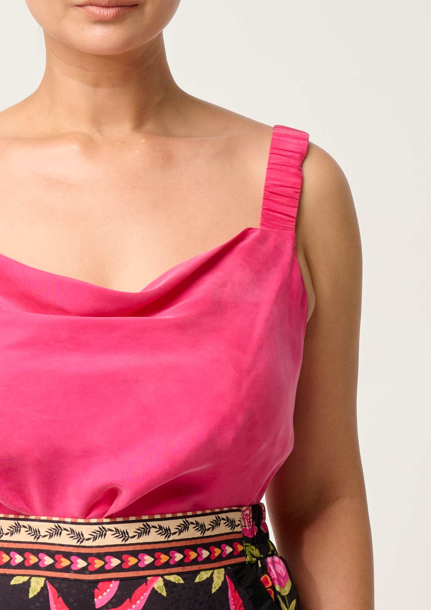Once Was Delray Reversible Cupro Cami in Celosia Pink