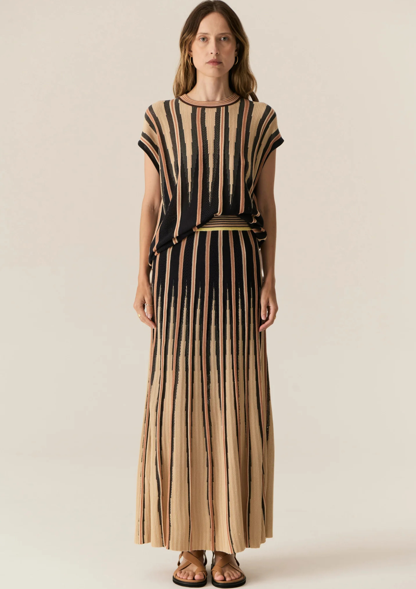 POL Tedd Knit Skirt - Ink/Camel