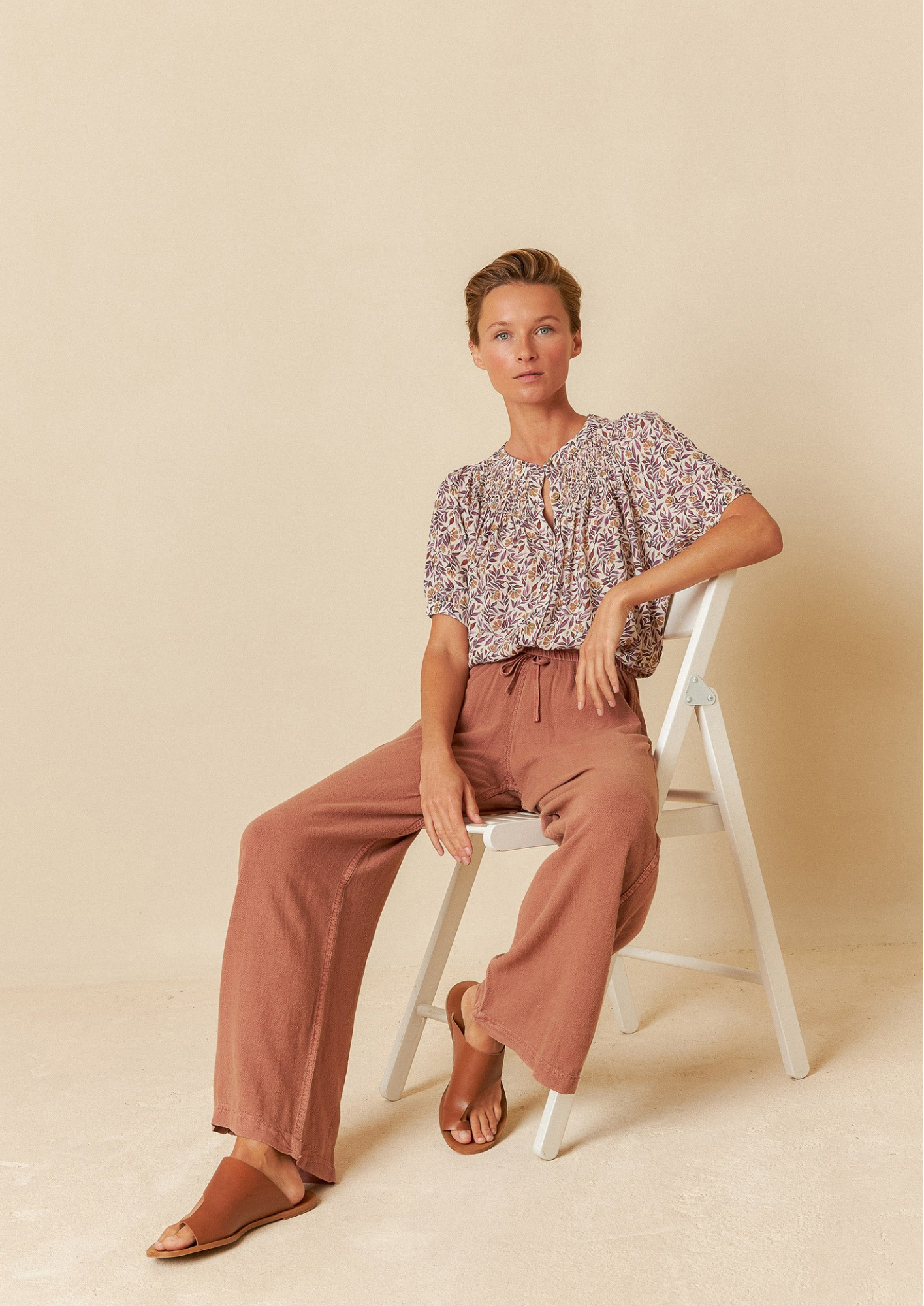 Indi & Cold Violeta Water-colour Flower Woven Shirt
