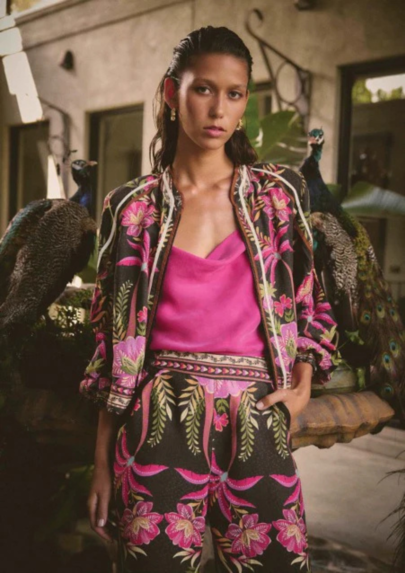 Once Was Delray Reversible Cupro Cami in Celosia Pink