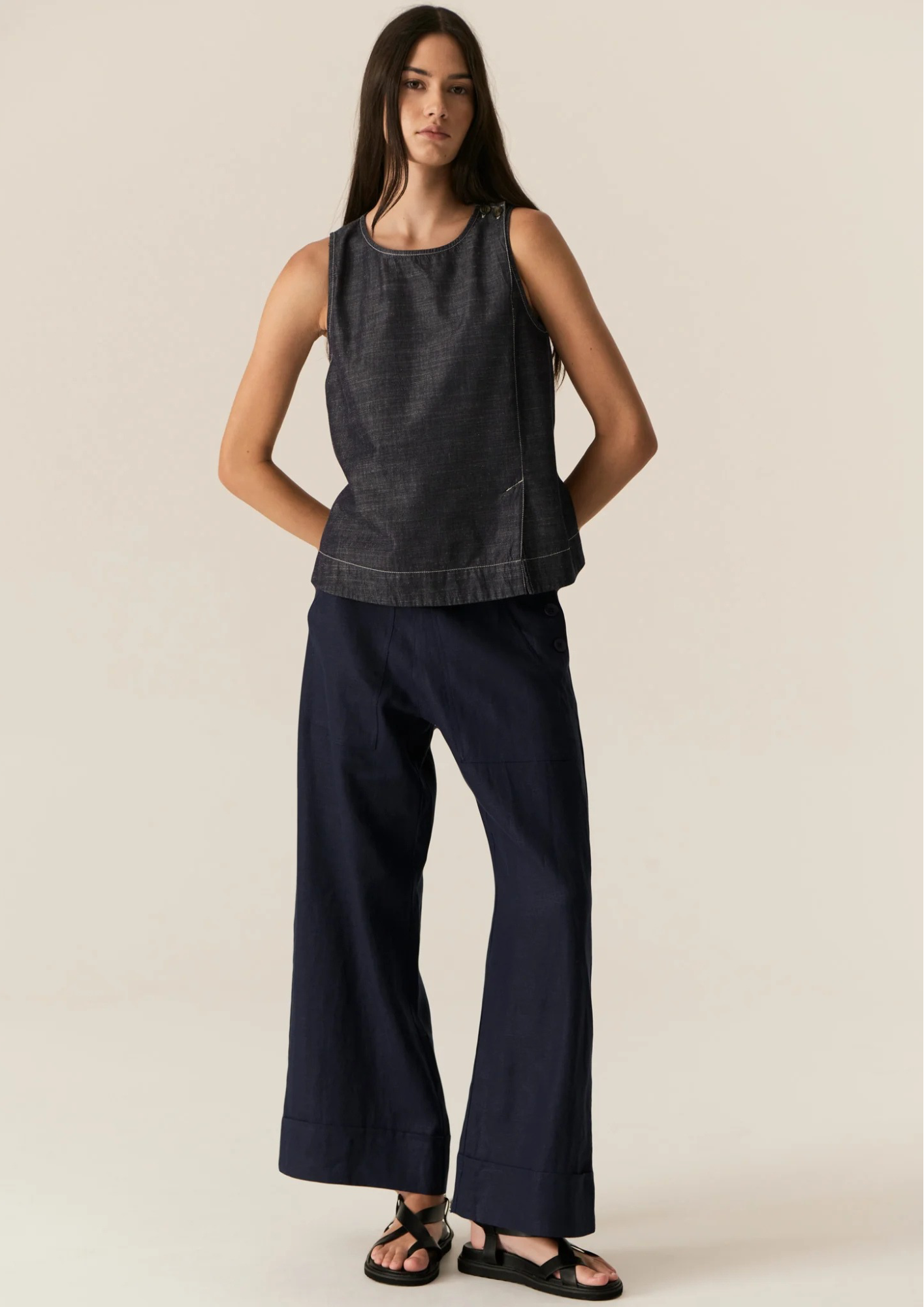 POL Avrid Tank Top - Chambray