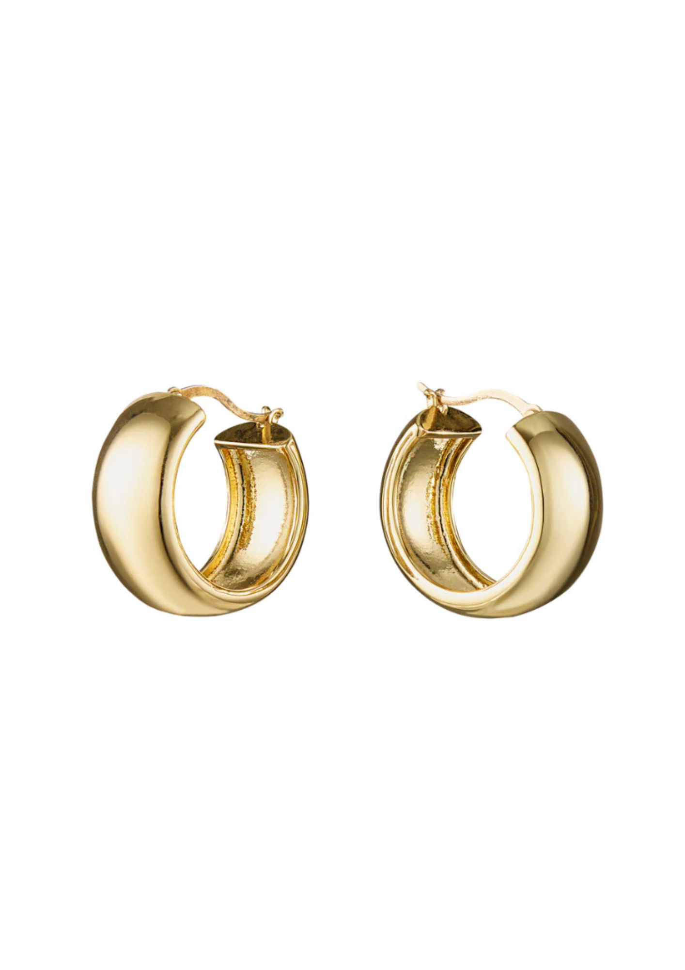 Bling Bar Cialda Hoops Plain 14KT Gold Plating Earrings