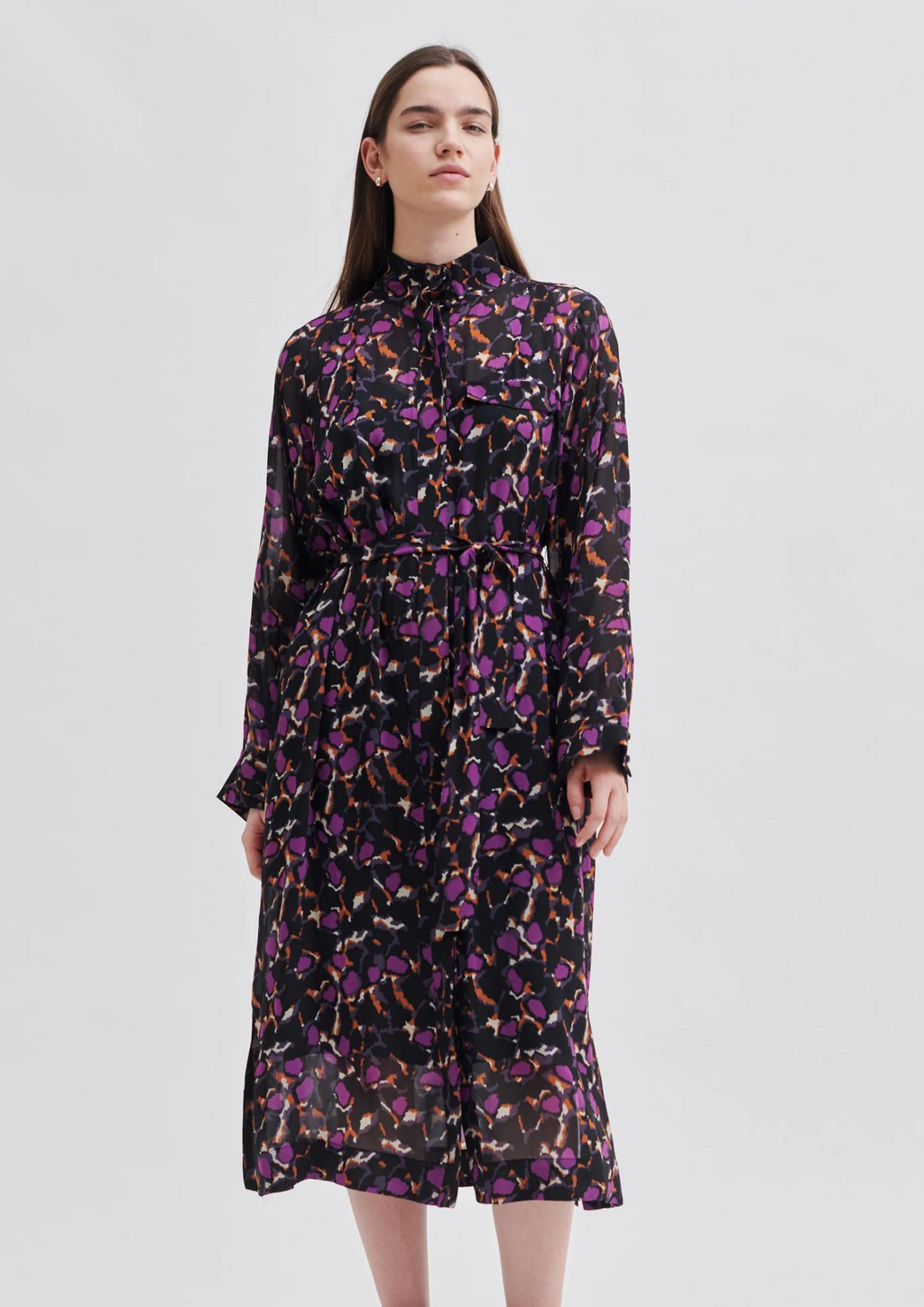 Second Female Point printed shirt dress