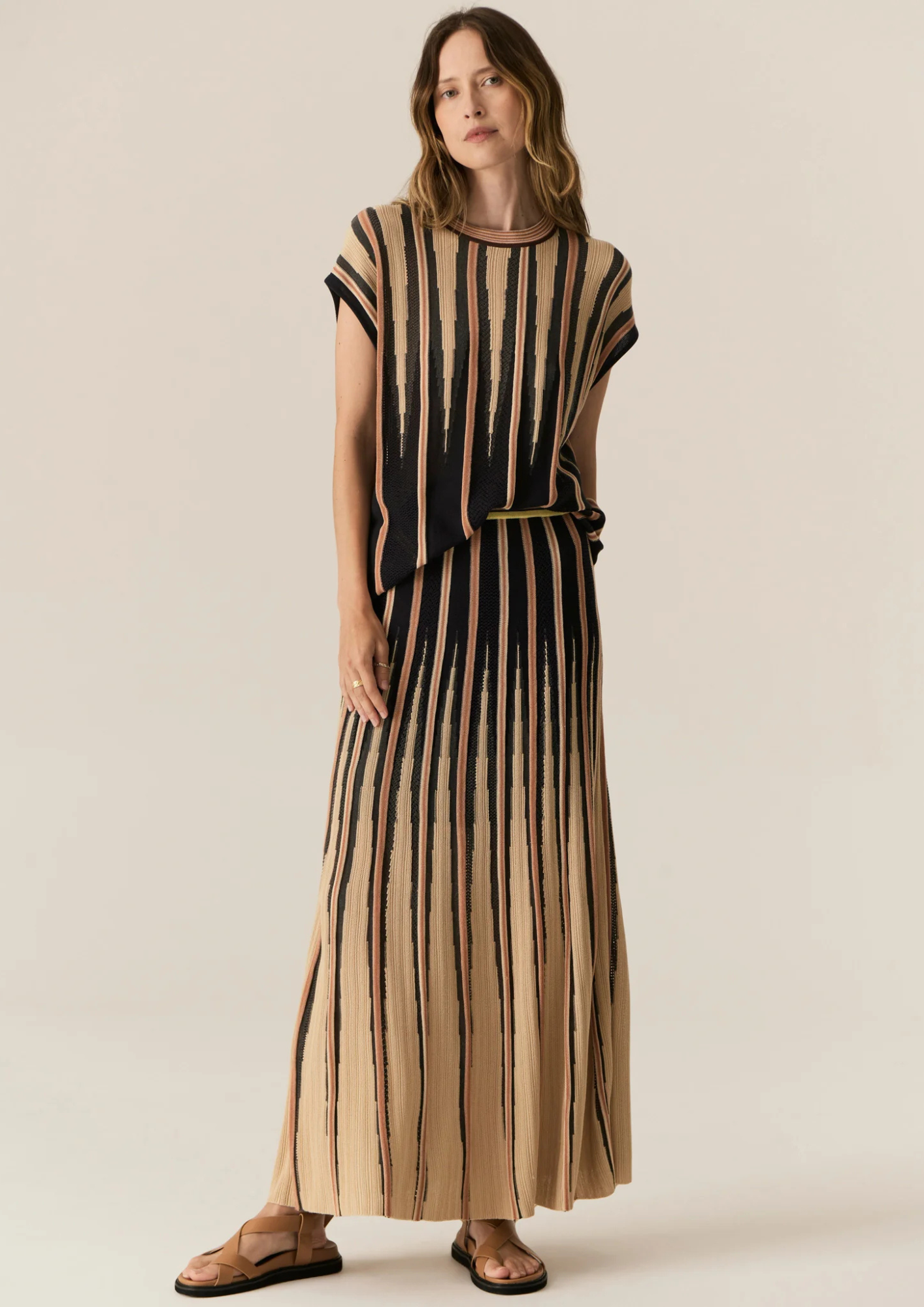 POL Tedd Knit Skirt - Ink/Camel