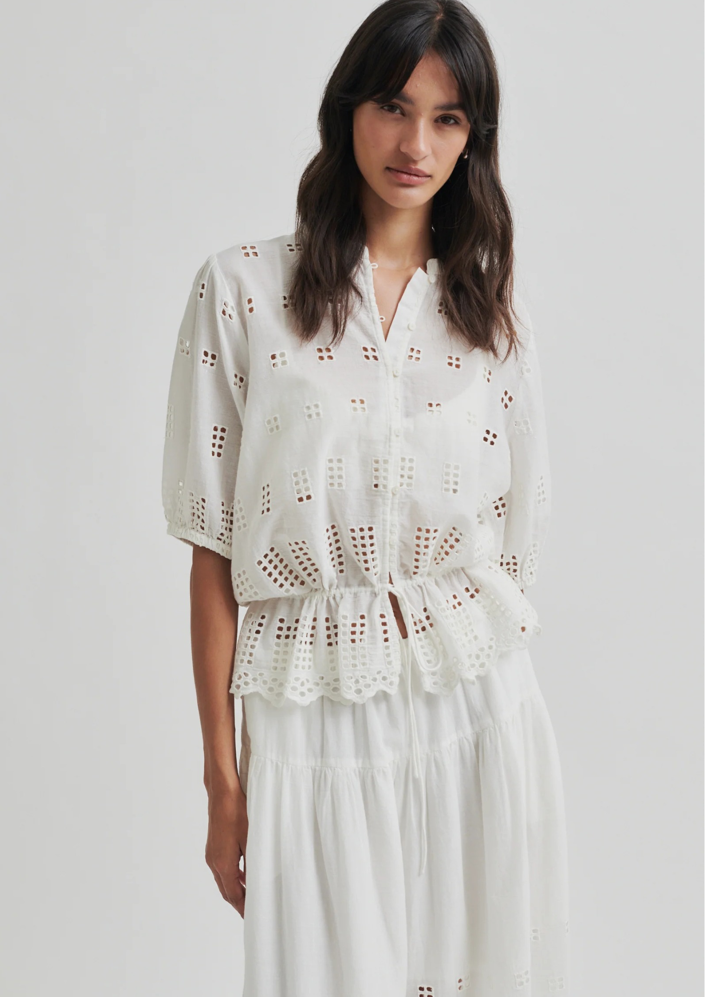 Second Female Elenore Broderie Shirt - White Alyssum
