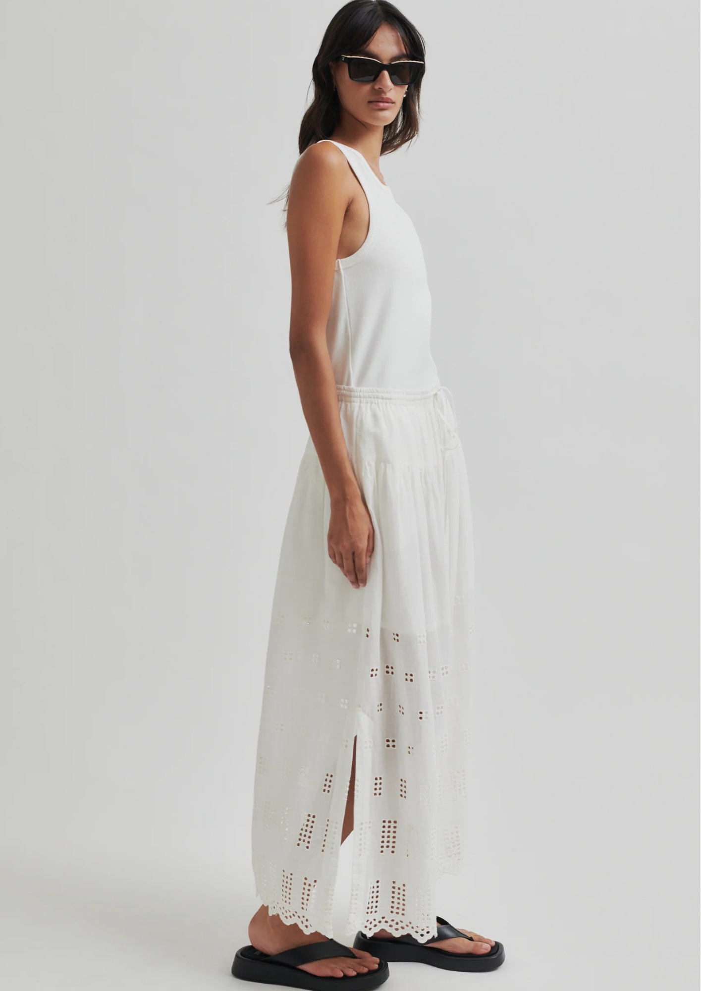 Second Female Elenore Broderie Skirt - White Alyssum