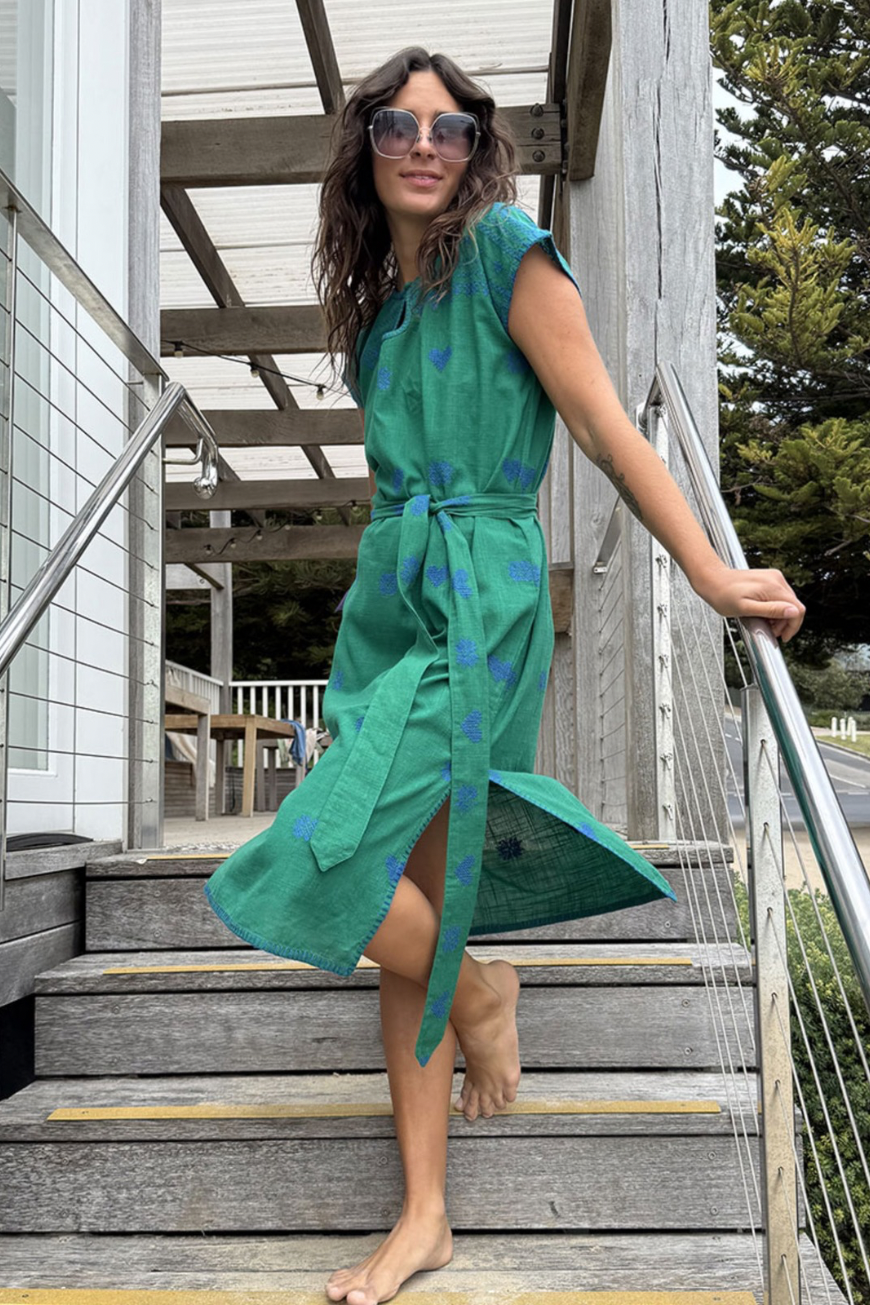 Sophie Moran - Kaftan Dress - Emerald Green/Blue