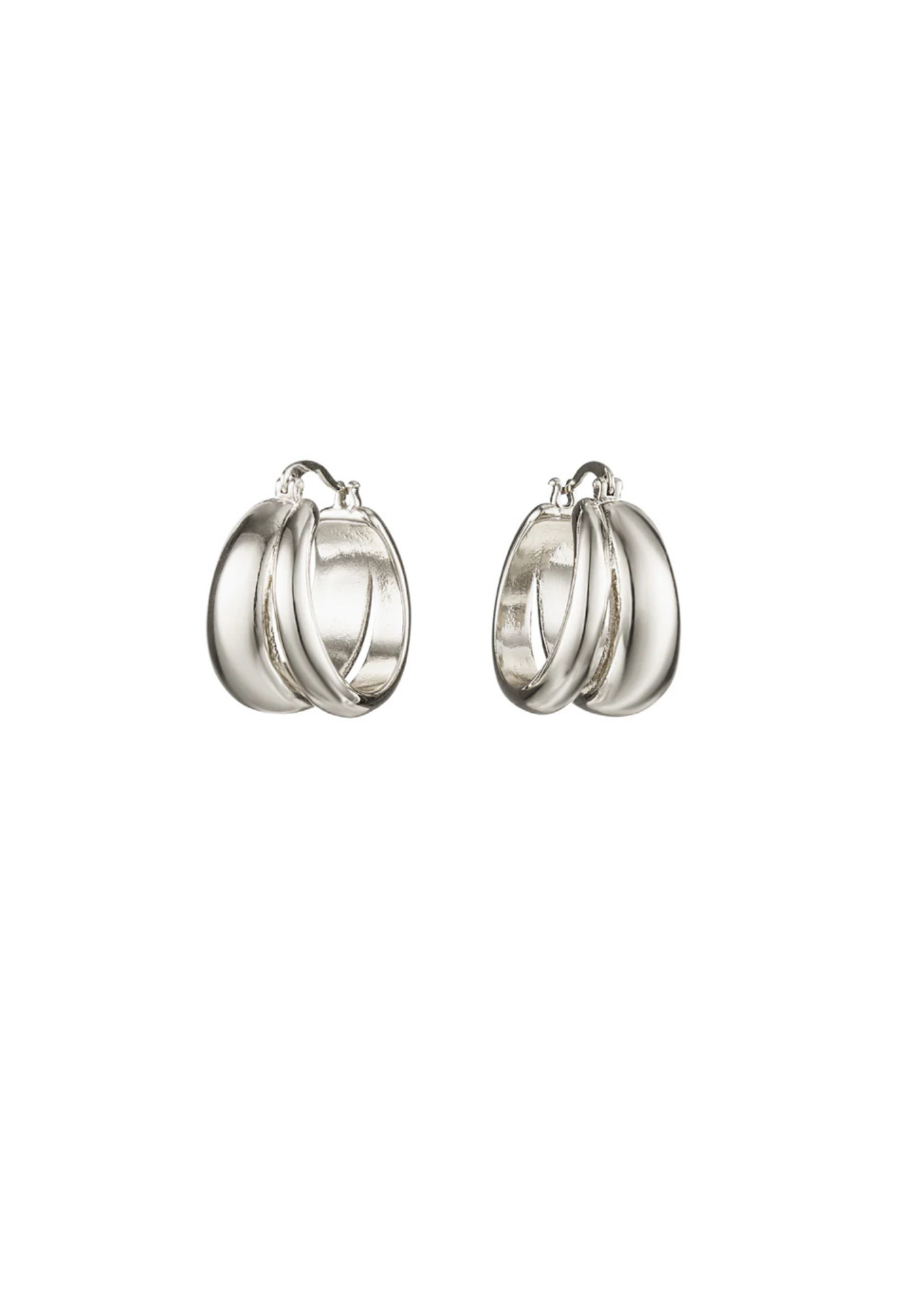 Bling Bar Doppio Hoops Sterling Silver Plating Earrings