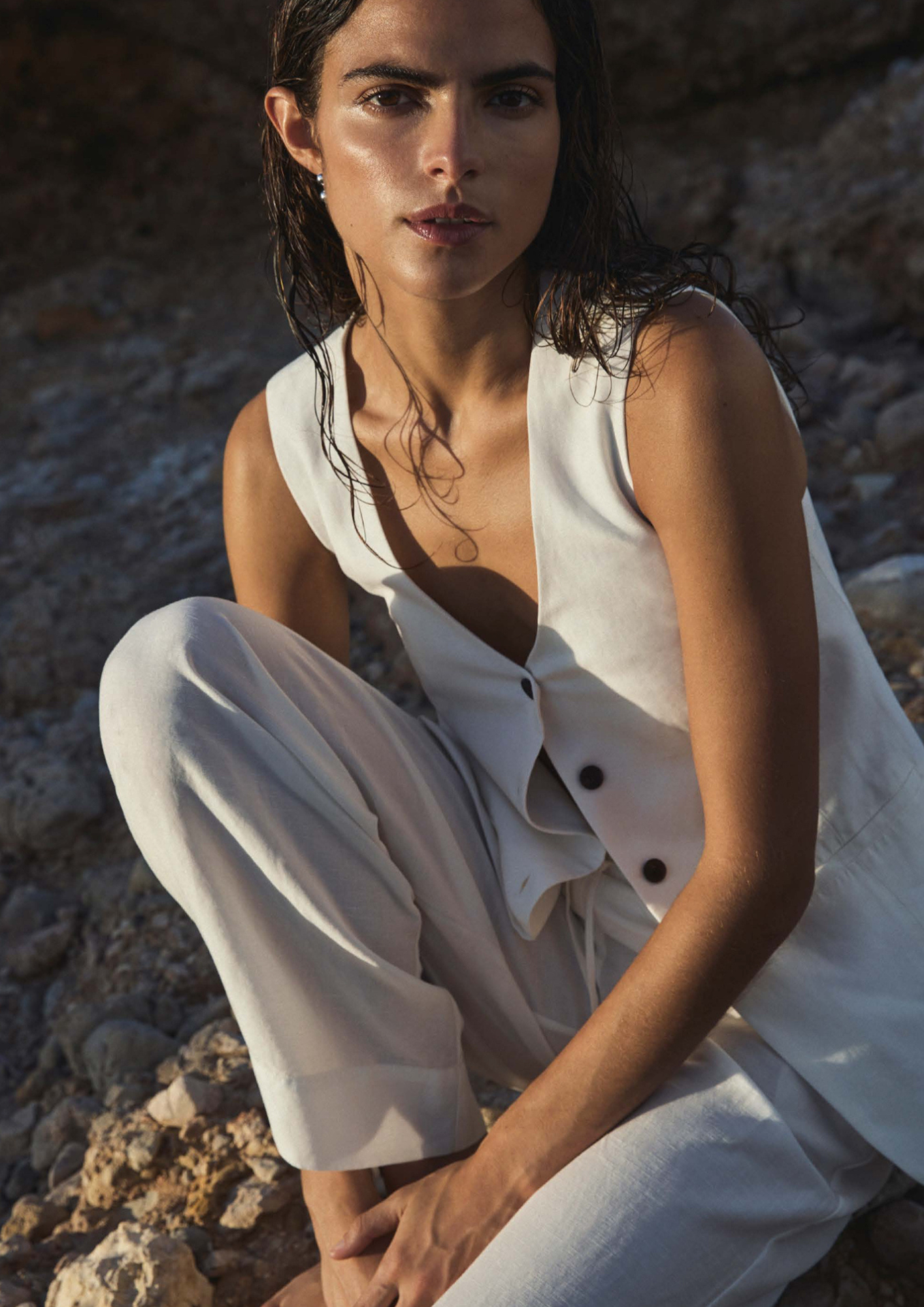 Yerse - Pants Wide Leg - Ecru