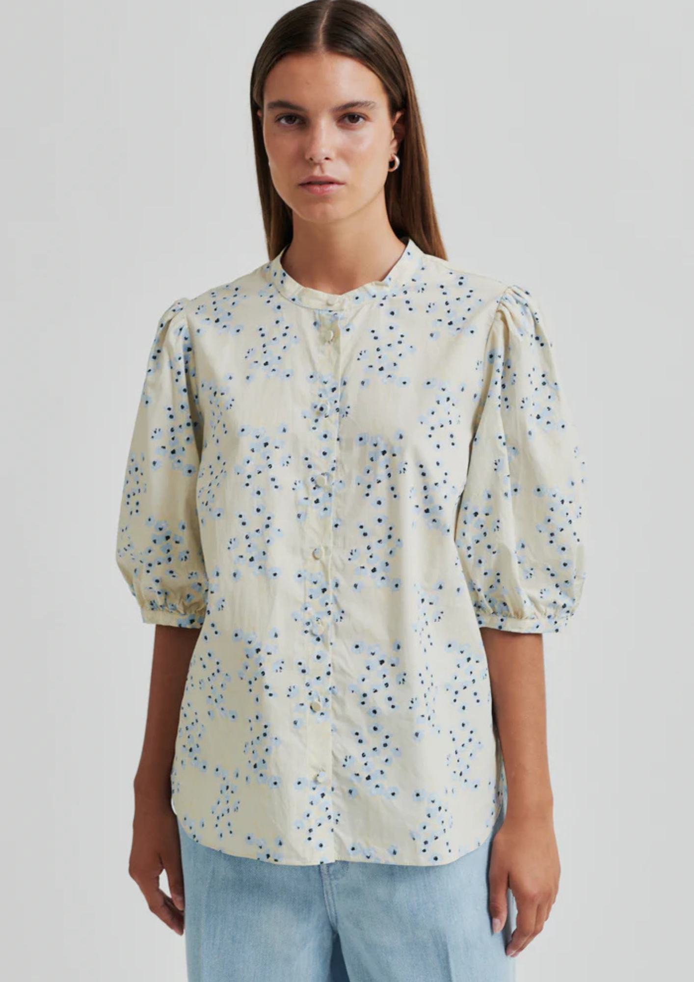 Second Female Claude Printed Shirt - Powder Blue