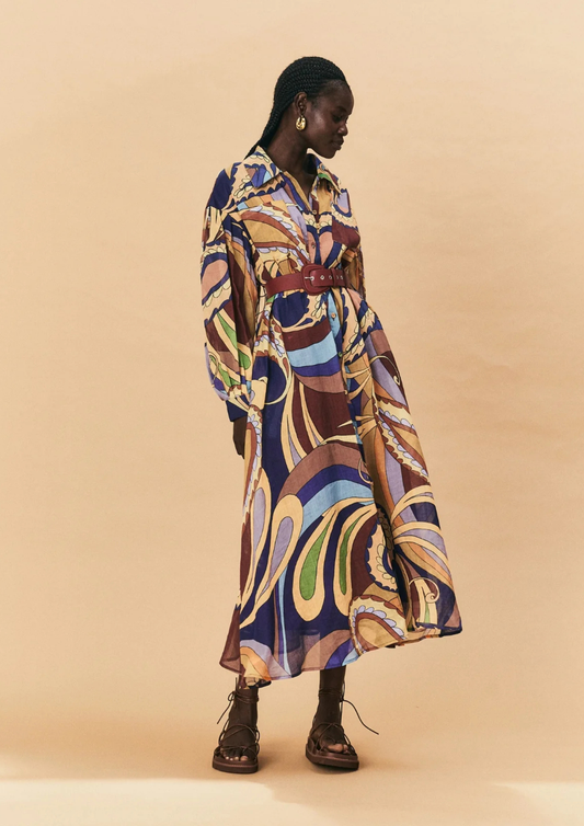 La Maise Dijon Maxi Shirt Dress - Paisley Print