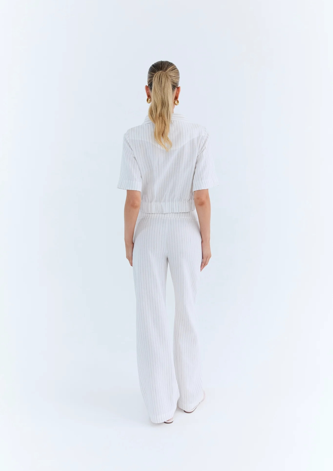 Eder - Marlene Pant - Linen Stripe White/Beige