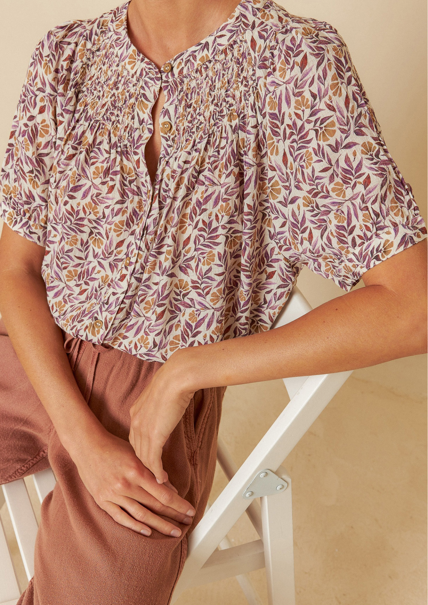 Indi & Cold Violeta Water-colour Flower Woven Shirt