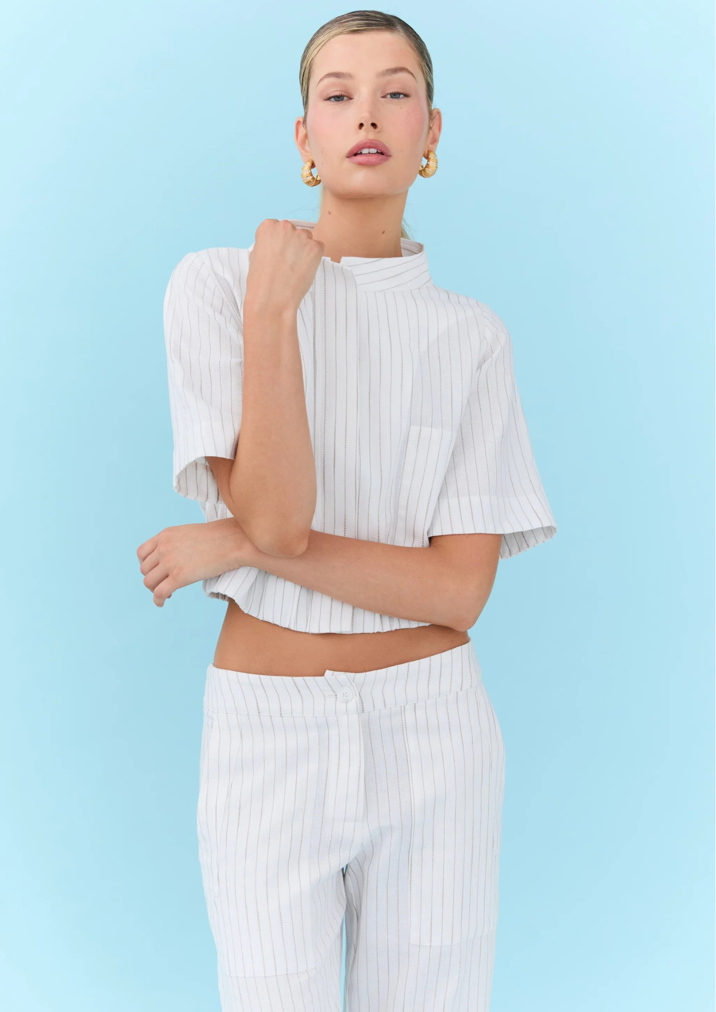 Eder - Marlene Pant - Linen Stripe White/Beige